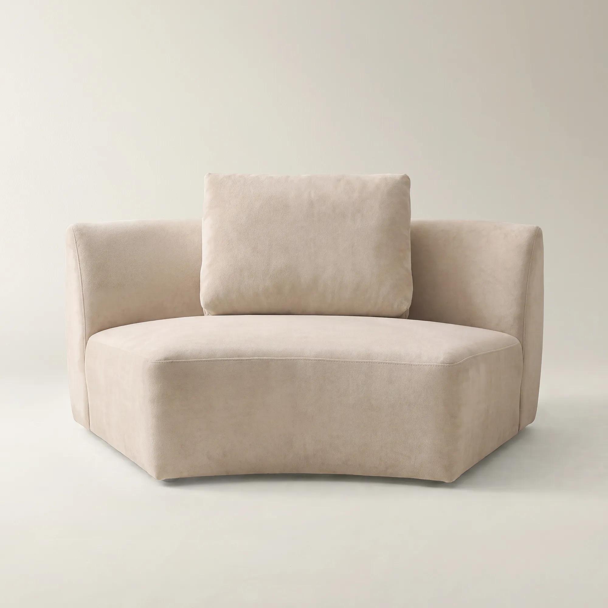 Irene Simply Taupe Velvet Armless Chair