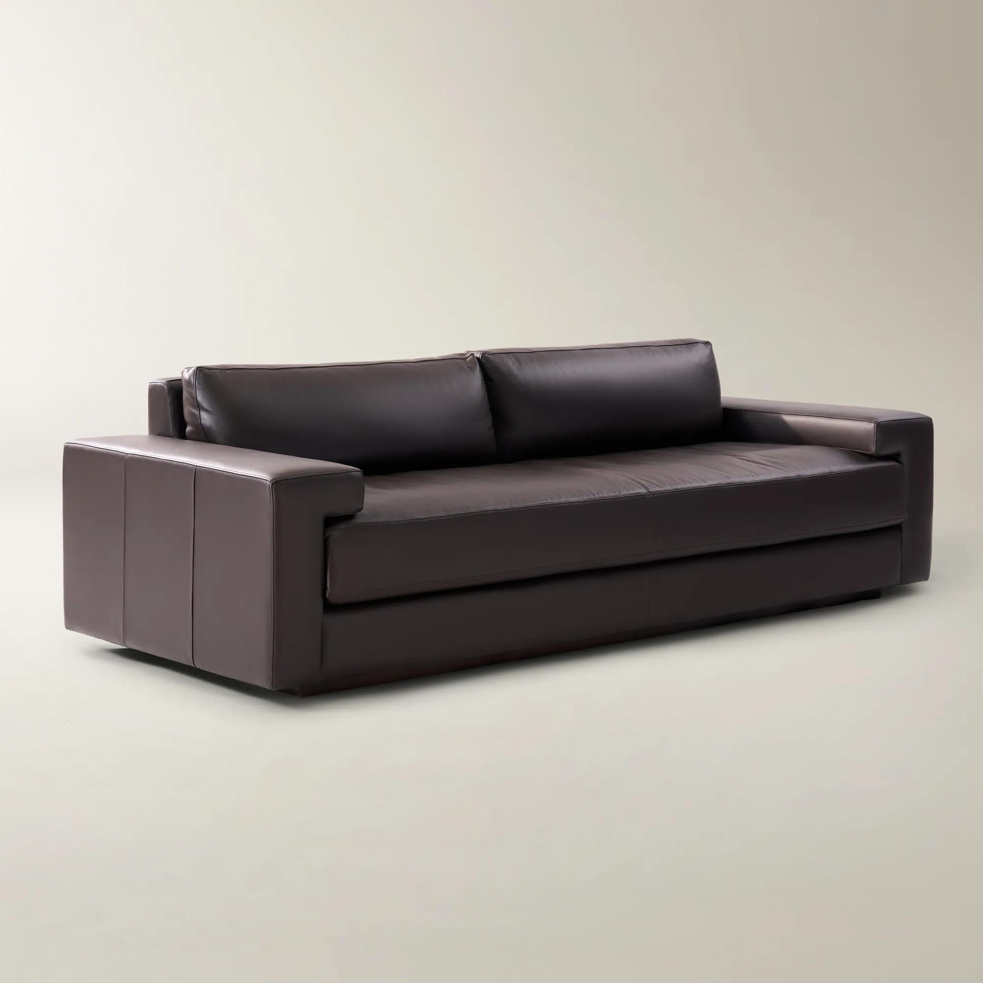 Ariel Brown Leather Sofa