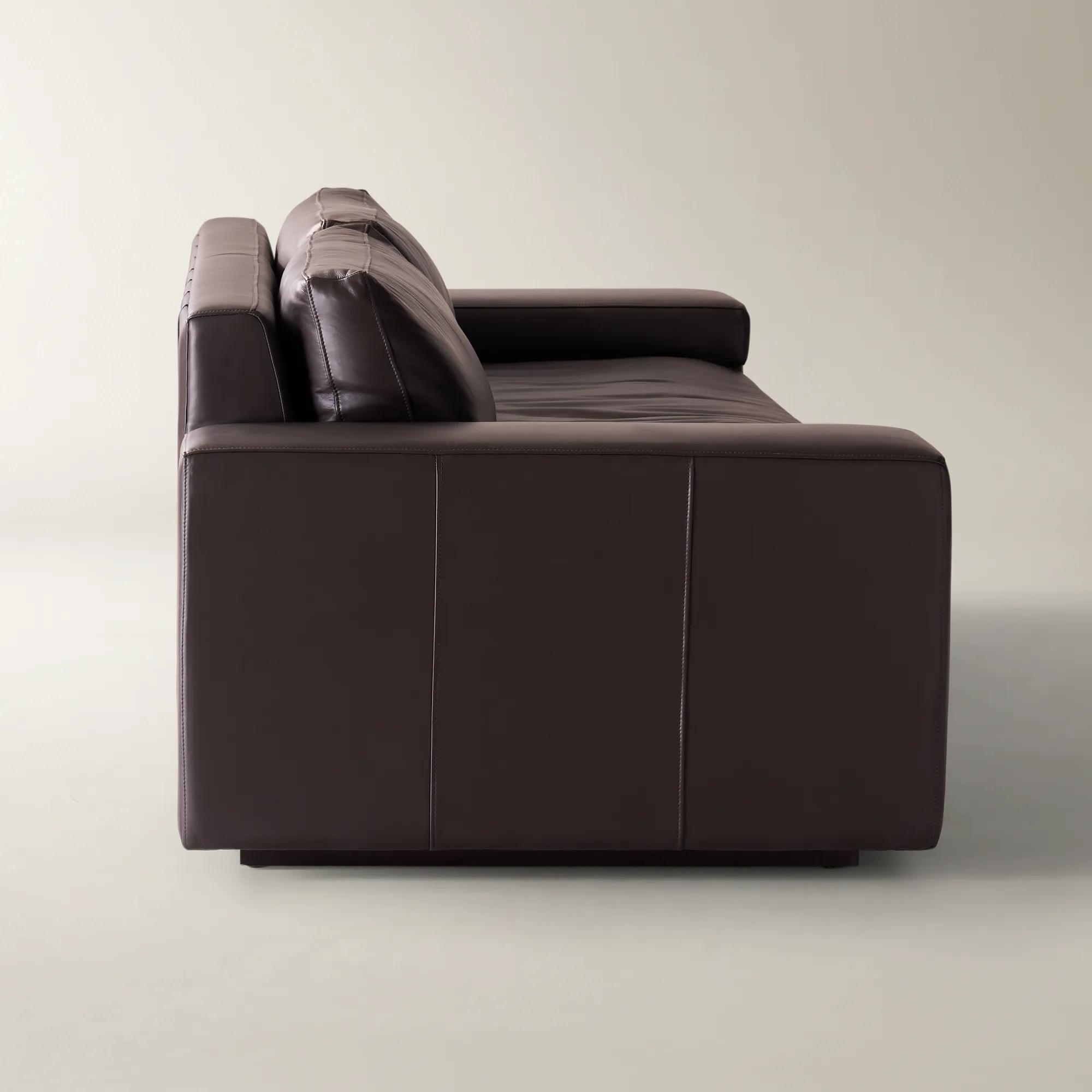 Ariel Brown Leather Sofa