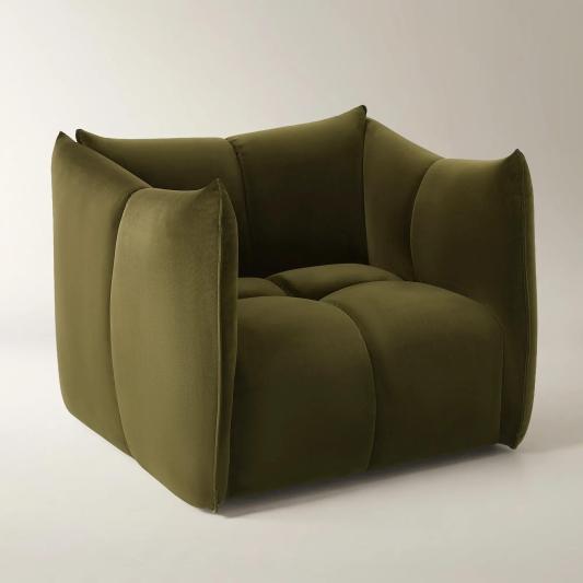 Reina Tufted Deep Olive Velvet Swivel Chair