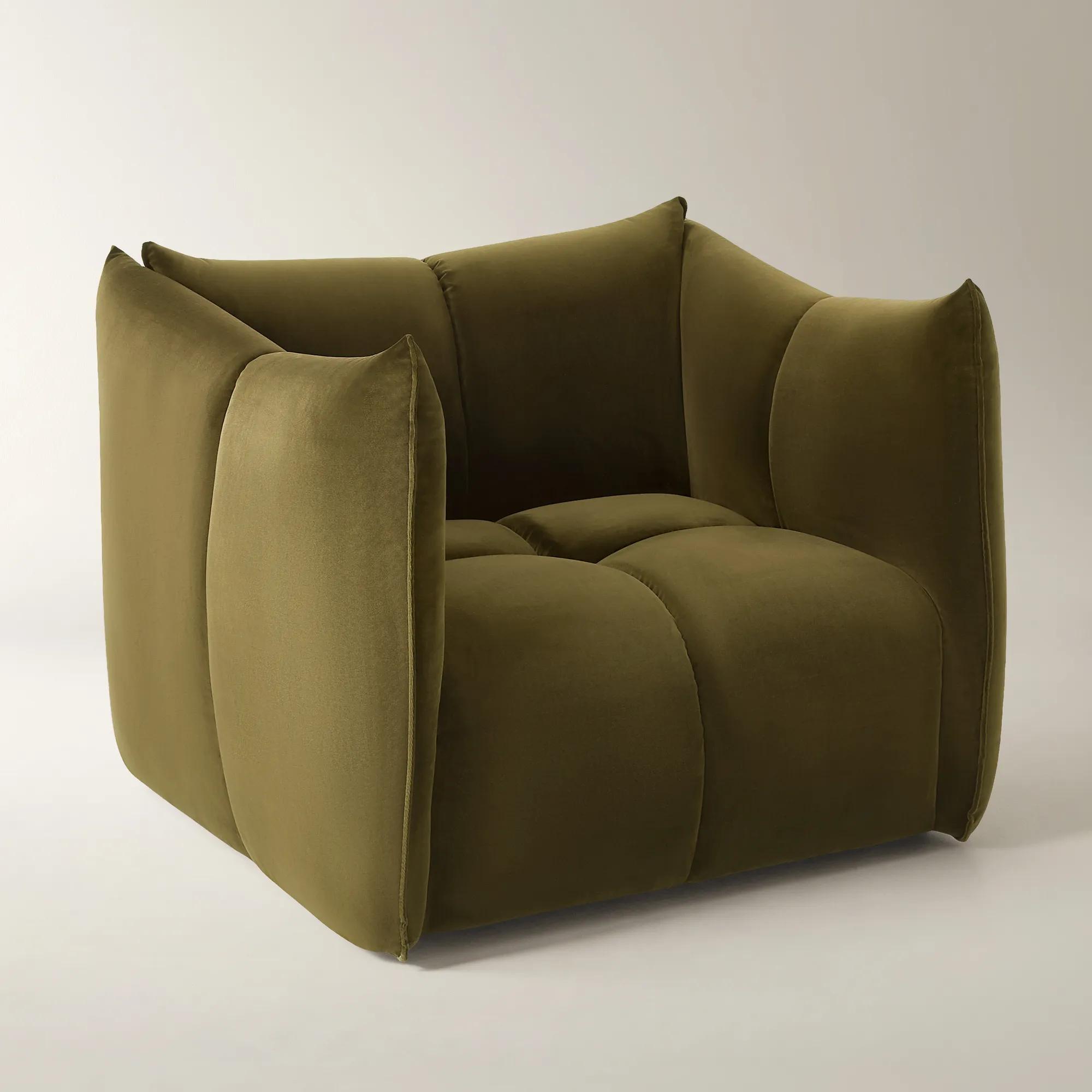 Reina Tufted Deep Olive Velvet Swivel Chair