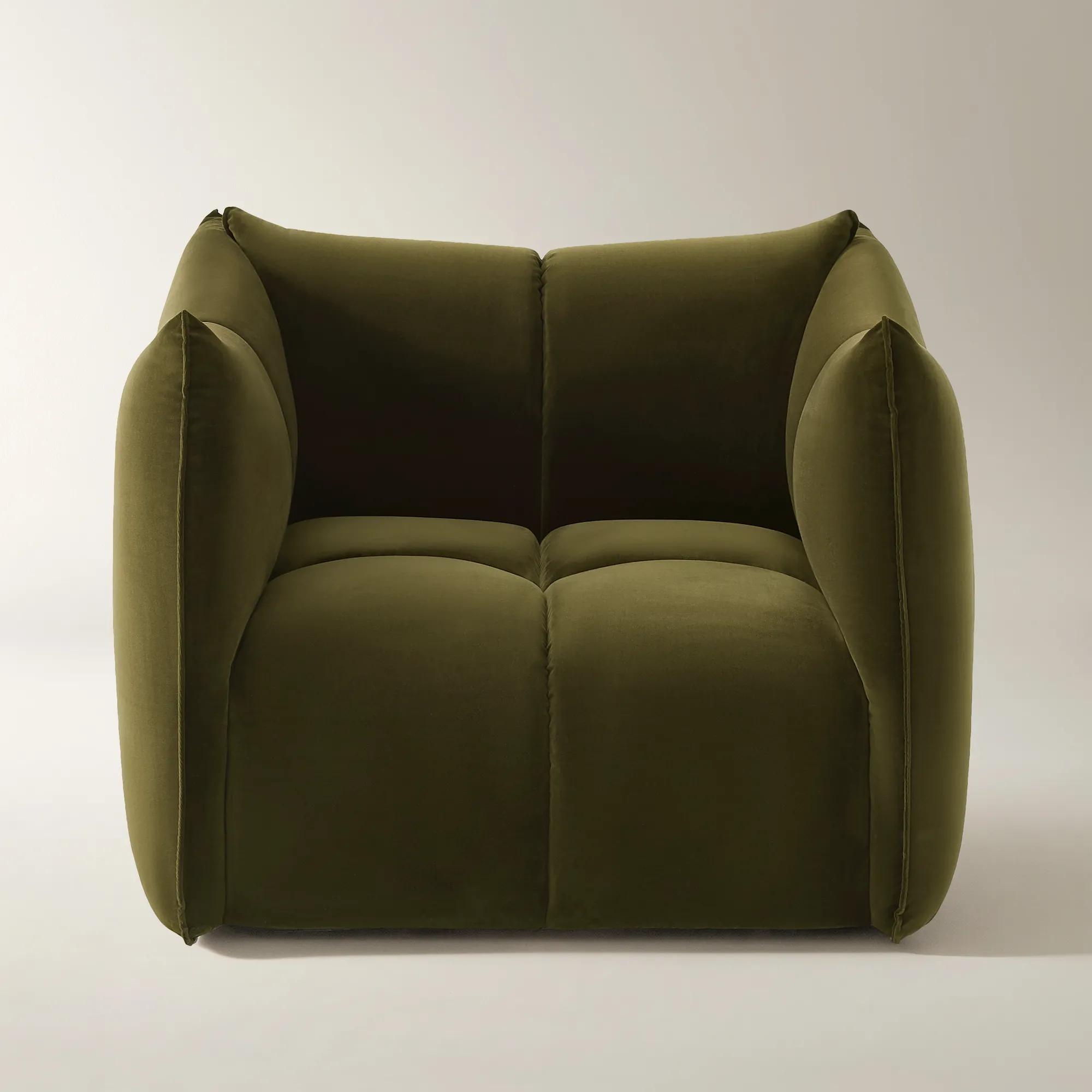Reina Tufted Deep Olive Velvet Swivel Chair