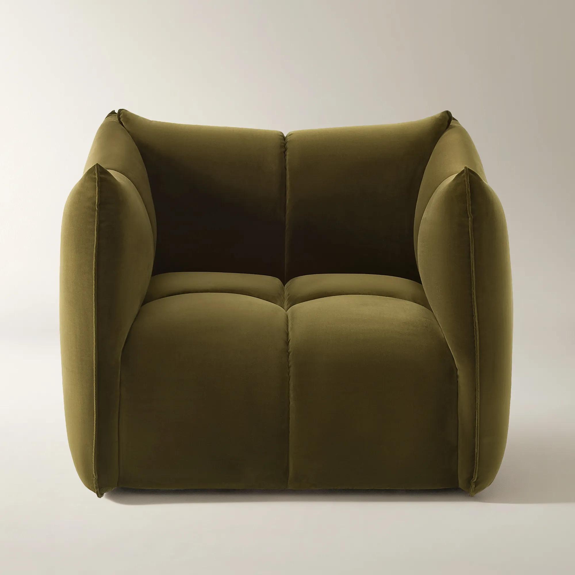 Reina Tufted Deep Olive Velvet Swivel Chair