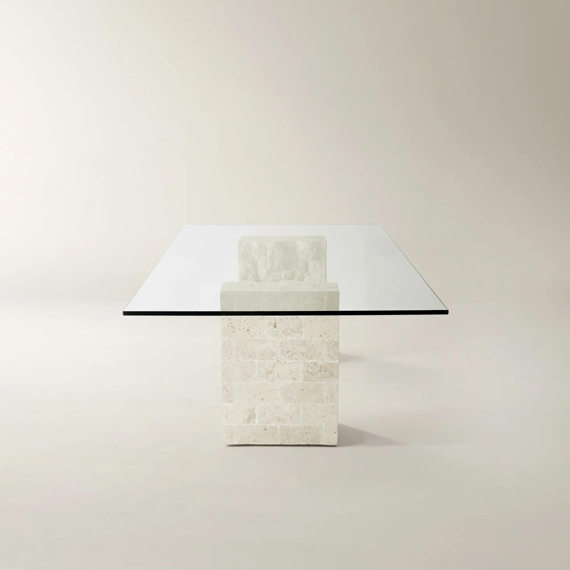 Cairo Rectangular Mactan Stone Dining Table With Glass Top (86.6")