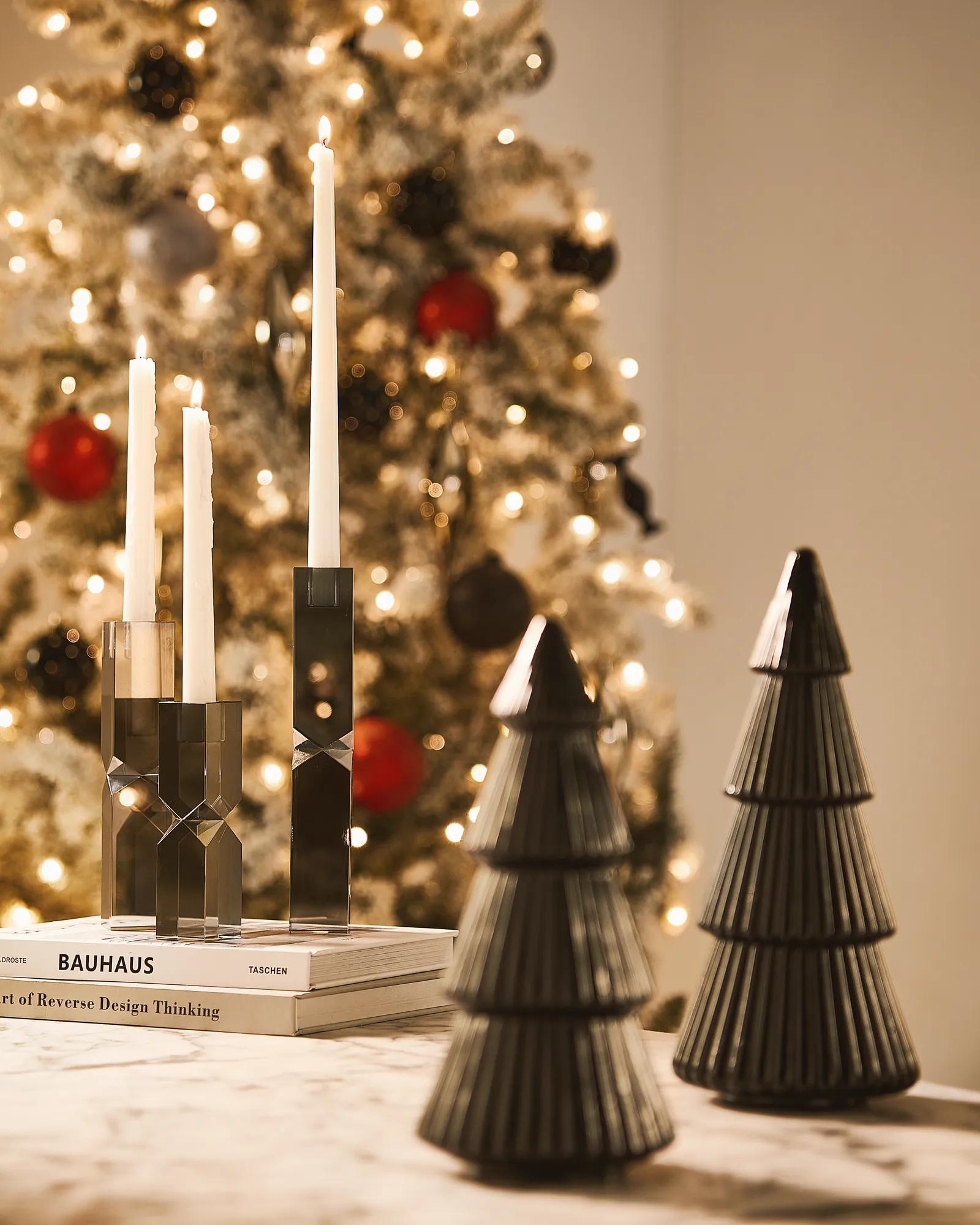 Black Glass Tree Set of 2 - 10" & 11"