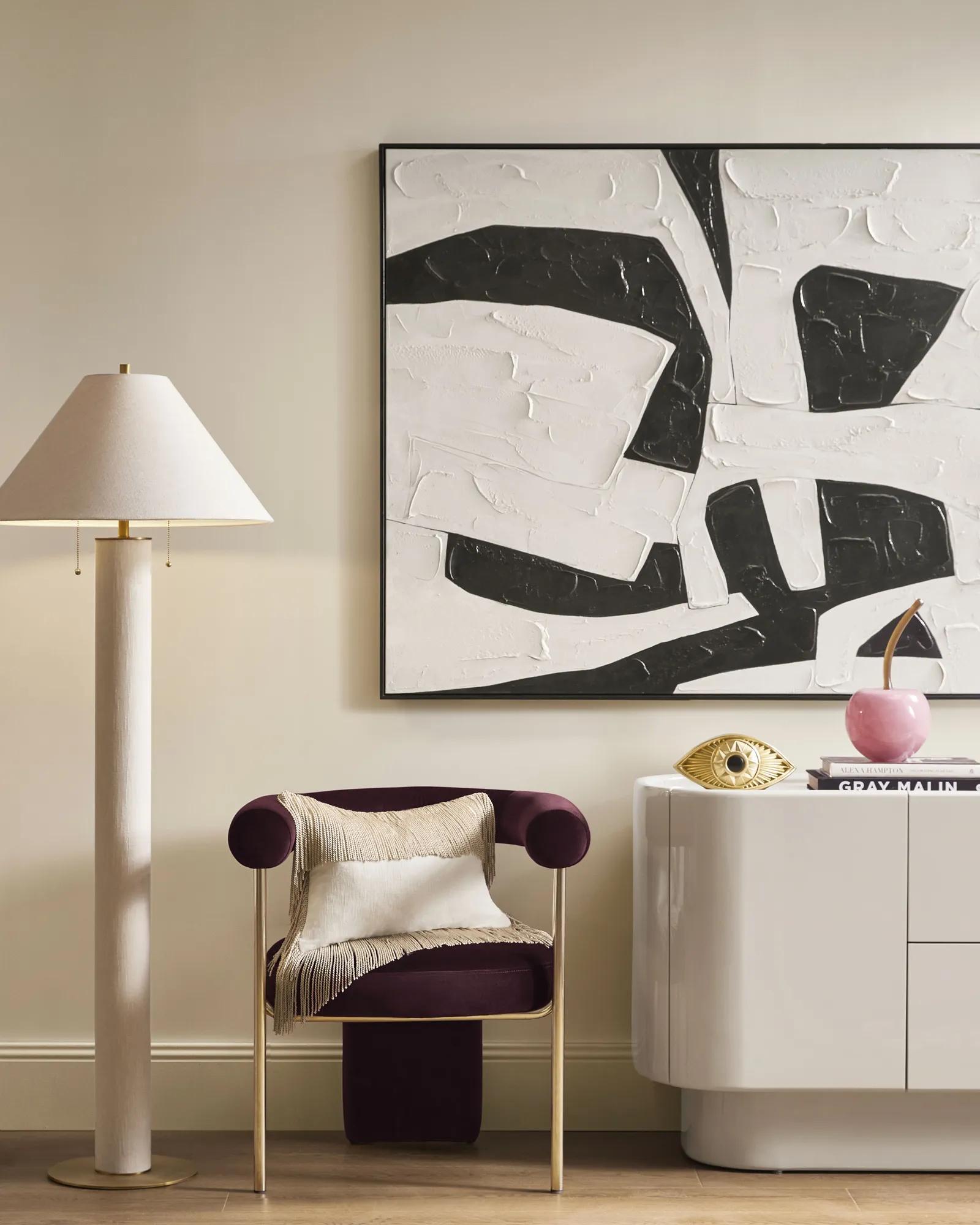 Della Linen & Brass Floor Lamp