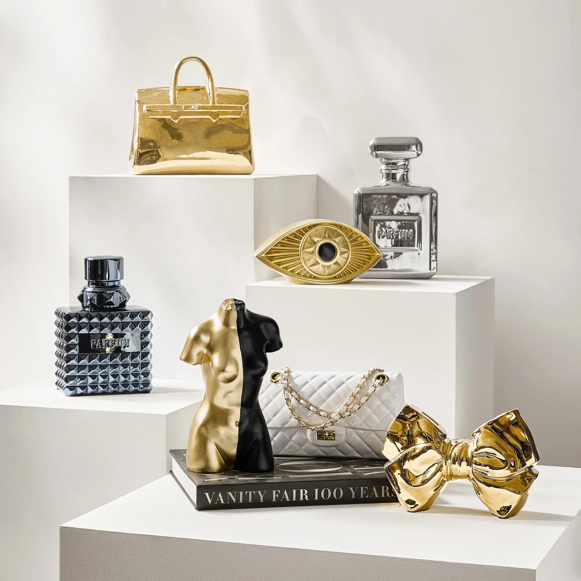 Handbag Gold Ceramic High Gloss Coin Bank Small