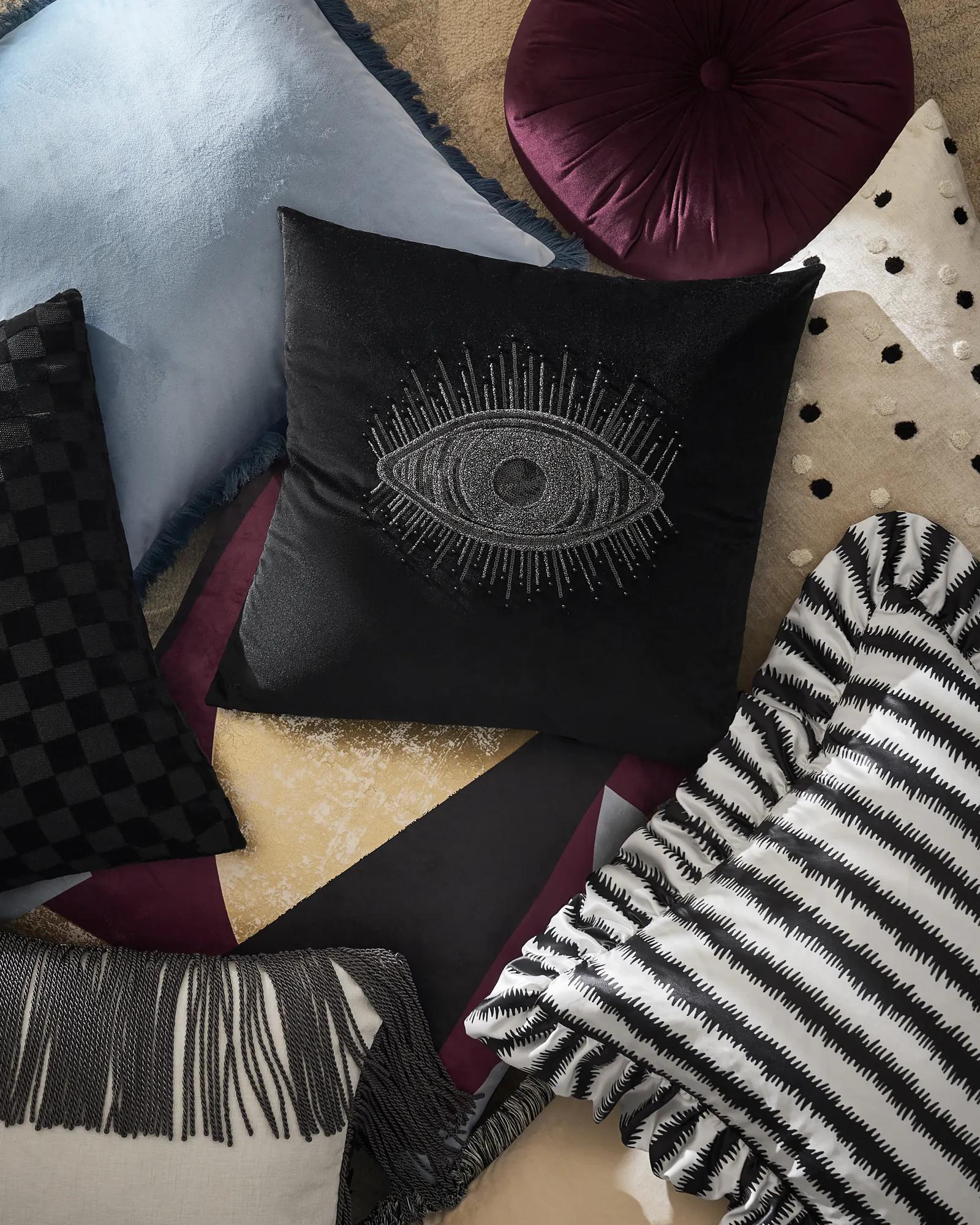 Freja Velvet Fringe Pillow 22" - Airy Blue