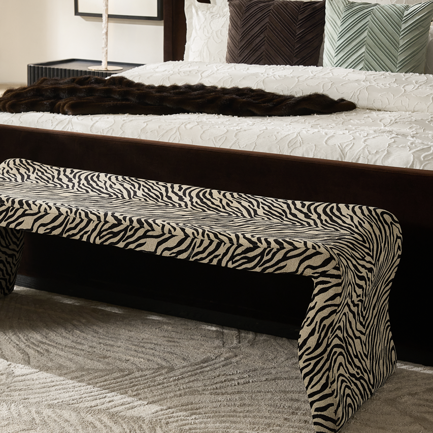 Romy Zebra Performance Chenille Bench (62")