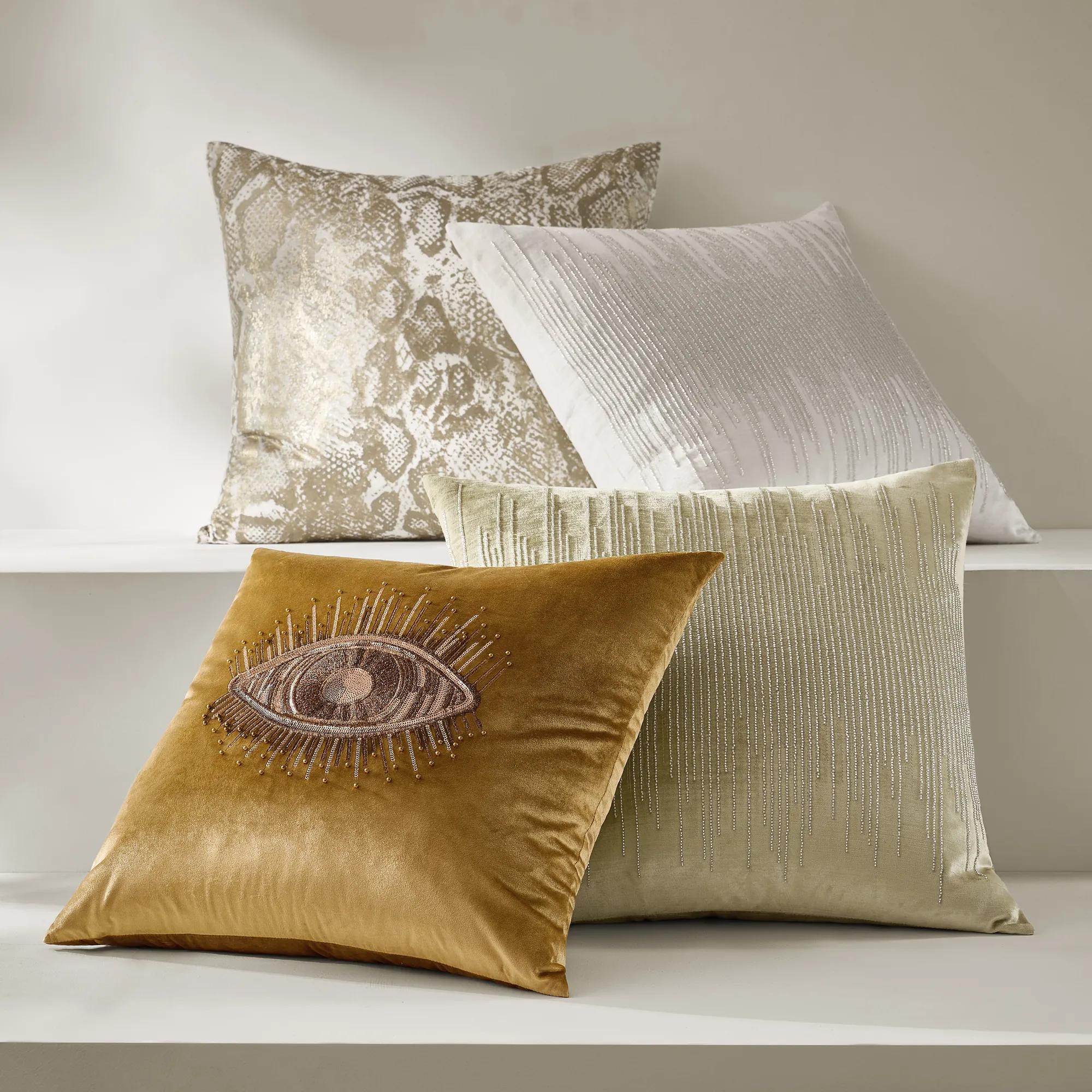 Boa Metallic Pillow 22" - Gold/White