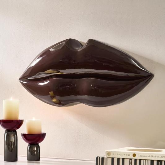Grand Lips Fig Poly Resin High Gloss Wall Decor 27.5"x12.5"