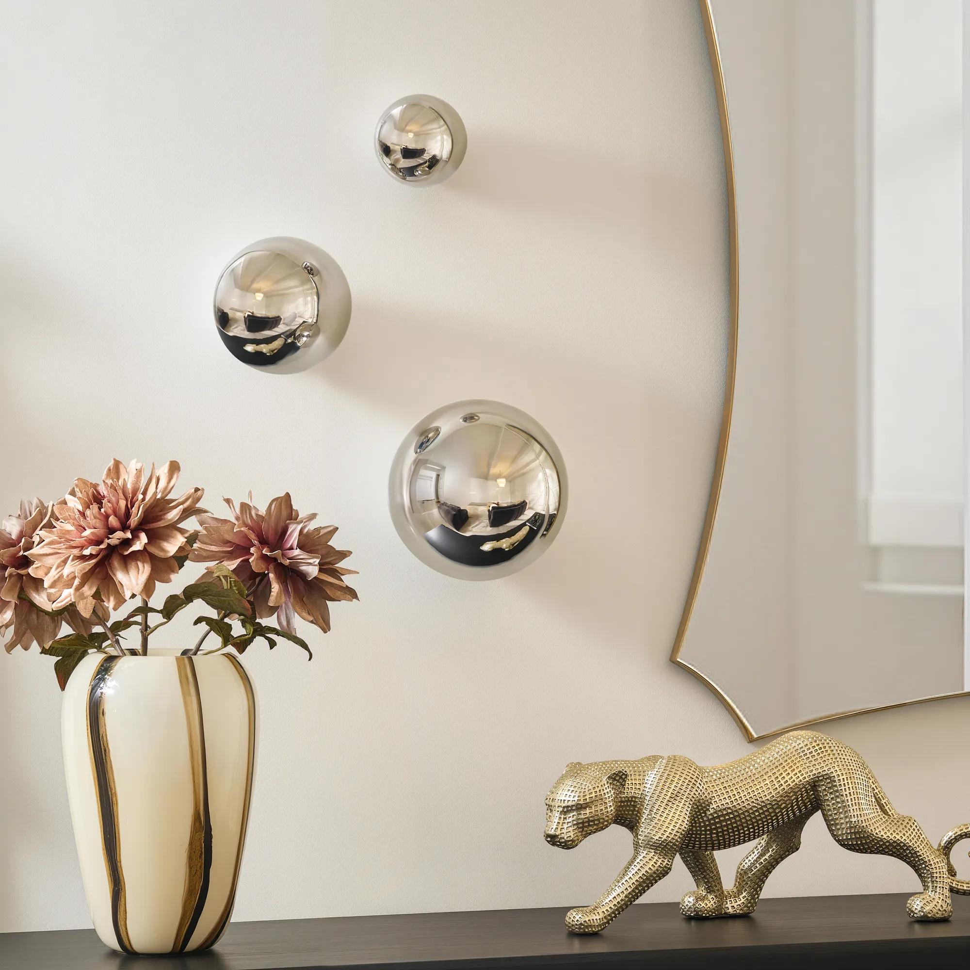 Chrome Wall Spheres - Set of 3
