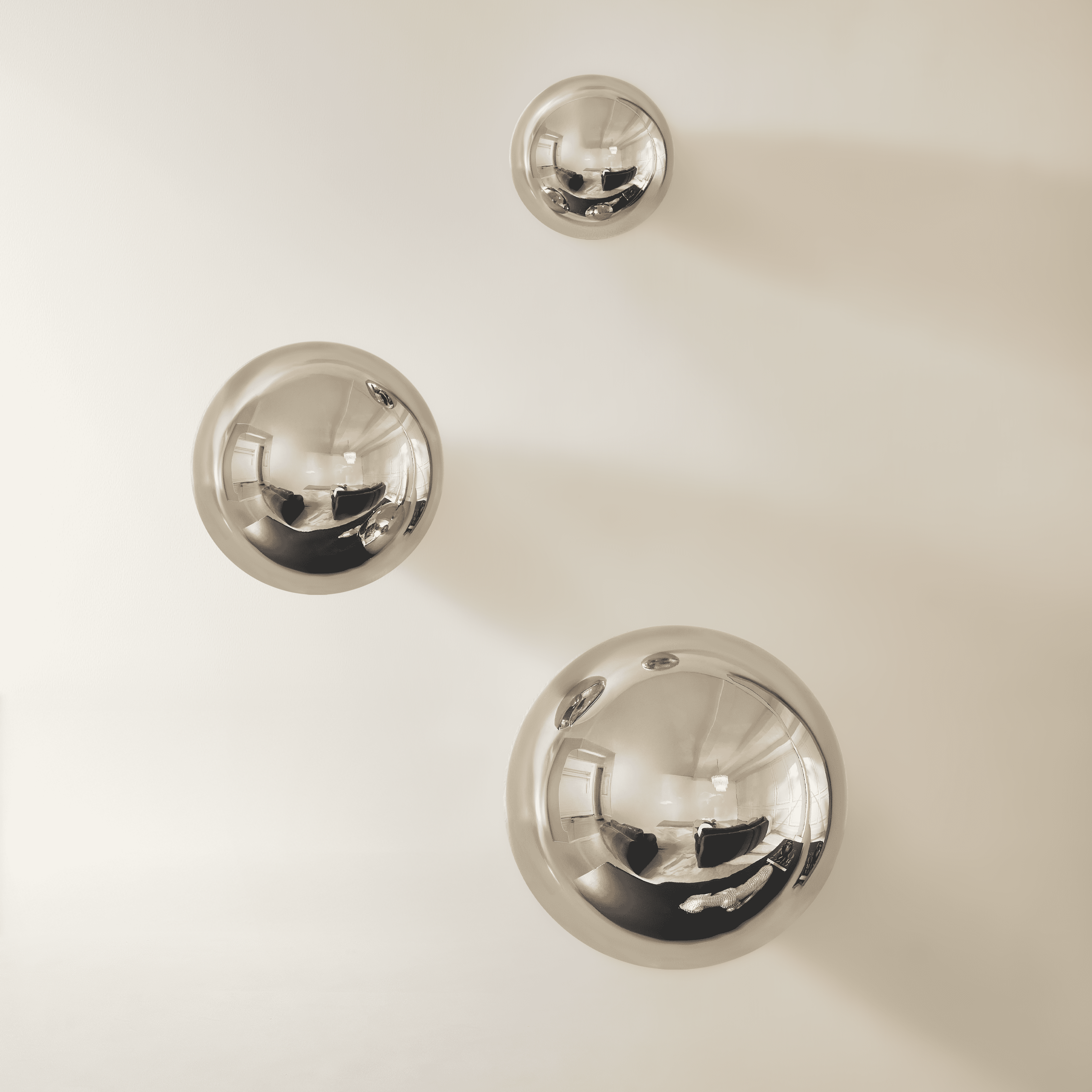 Chrome Wall Spheres - Set of 3