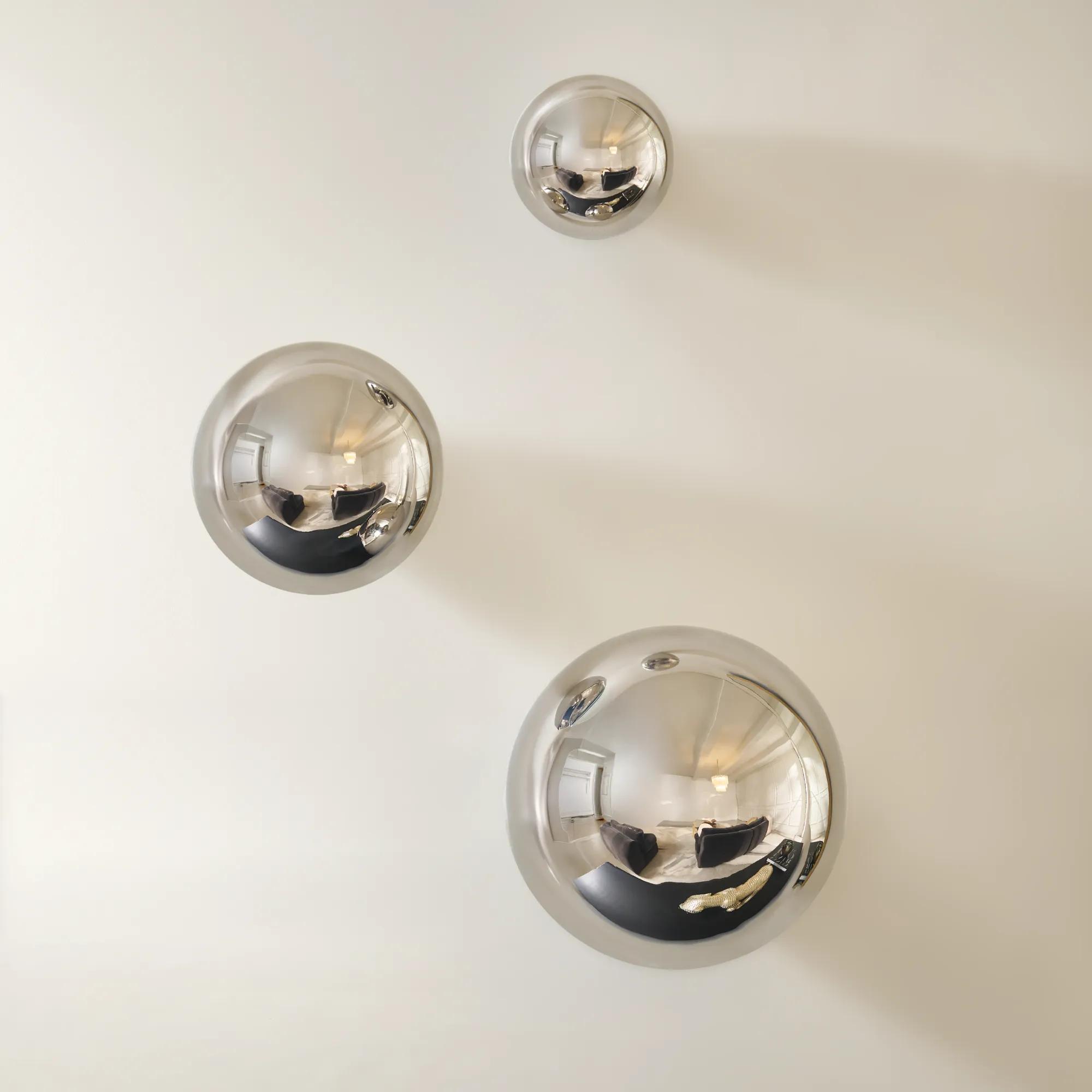 Chrome Spheres Stainless Steel Wall Decor Set of 3