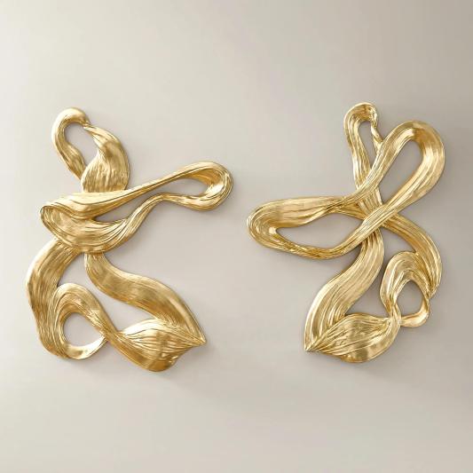 Vela Gold Leaf Sculpted Resin Wall Decor 30.5" x 39.25" Set of 2