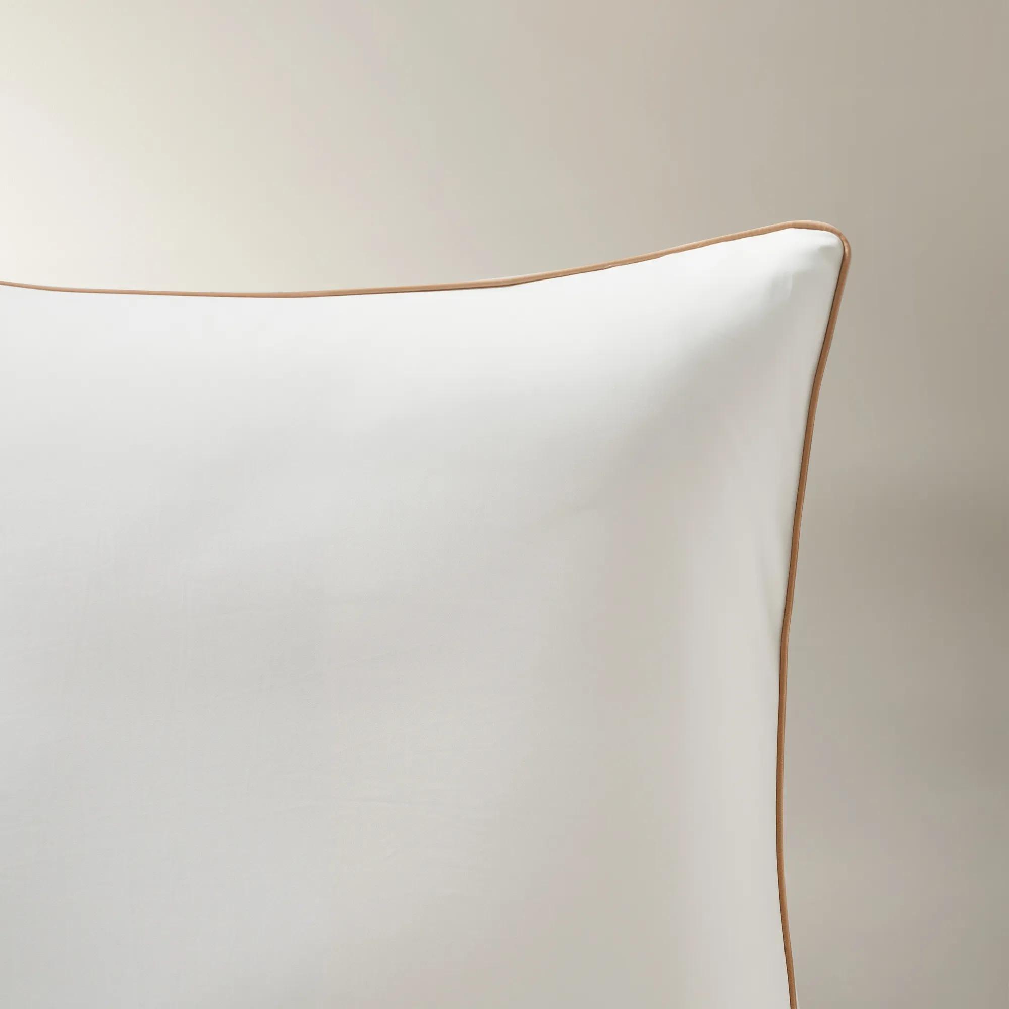 Sarla Contrast Cotton Percale Bedding Set - White/Tan