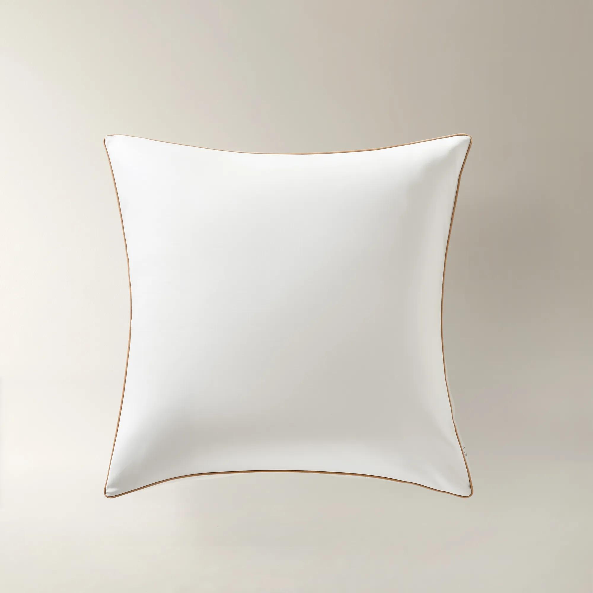 Sarla Contrast Cotton Percale Bedding Set - White/Tan