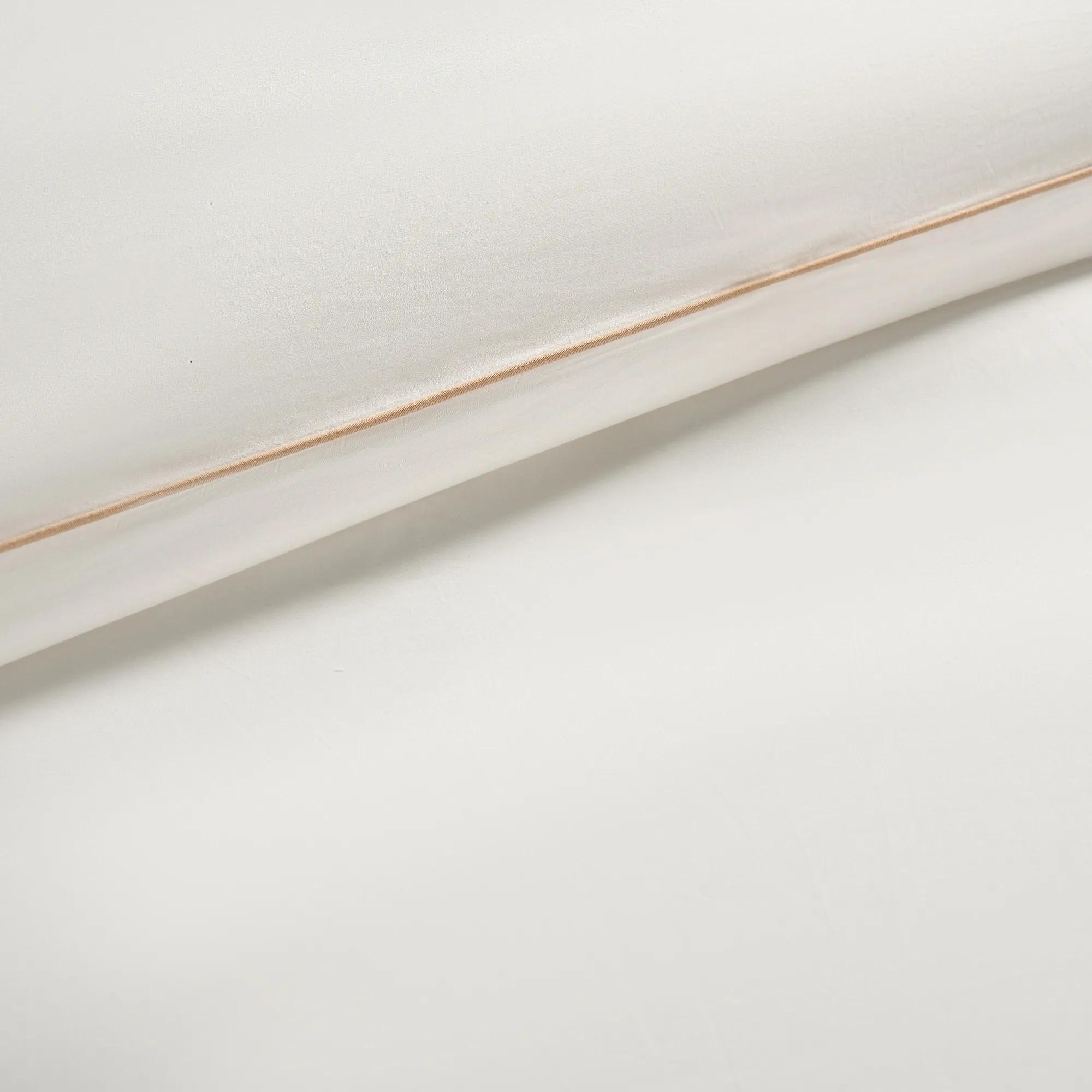 Sarla Contrast Cotton Percale Bedding Set - White/Tan