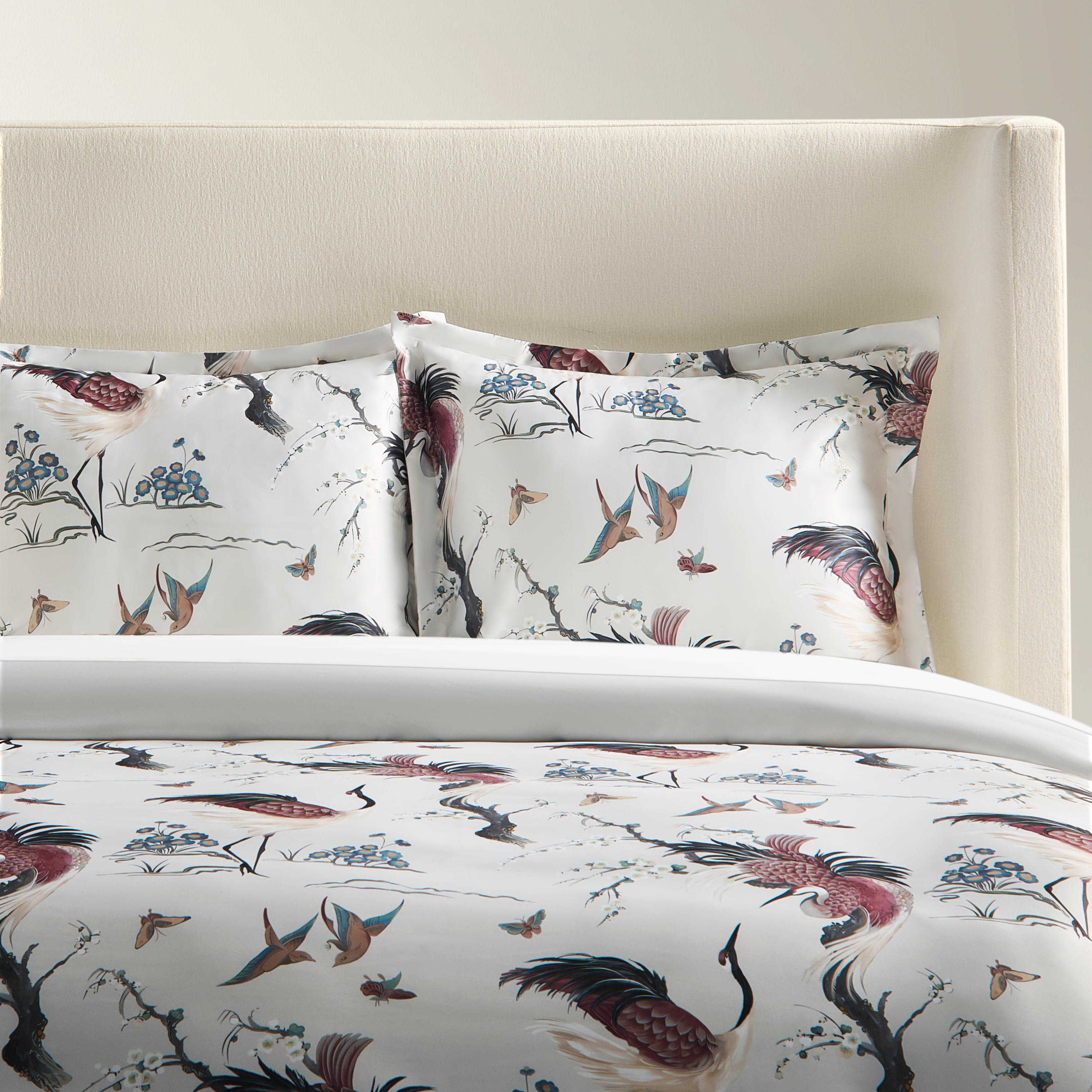 Cora Crane Satin Bedding Set - Multi