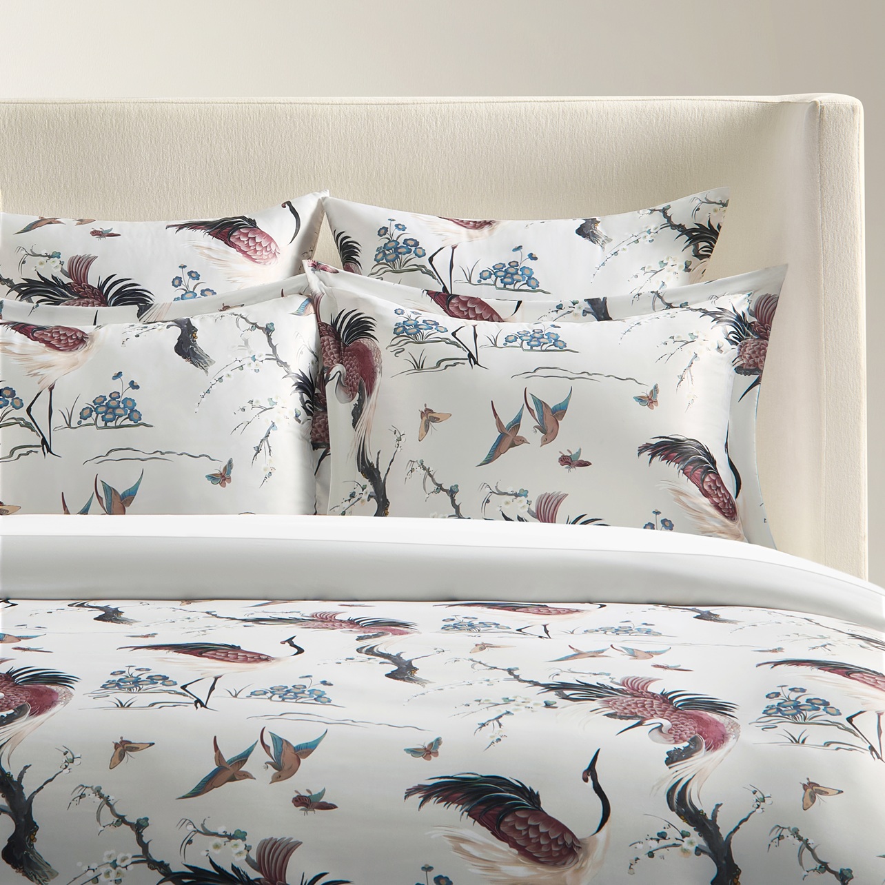 Cora Crane Satin Bedding Set - Multi
