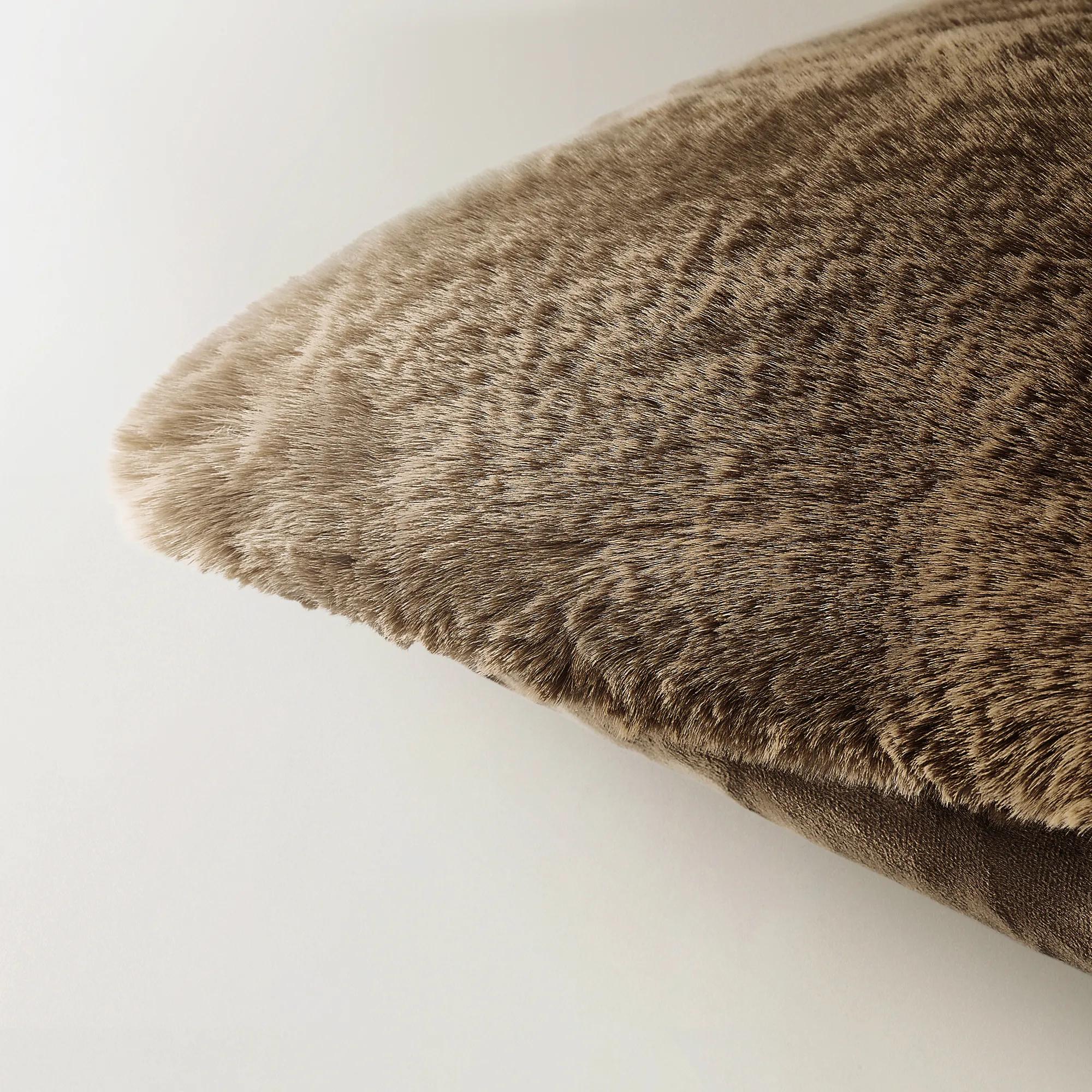 Shay Faux Fur Pillow 22" - Rich Mocha
