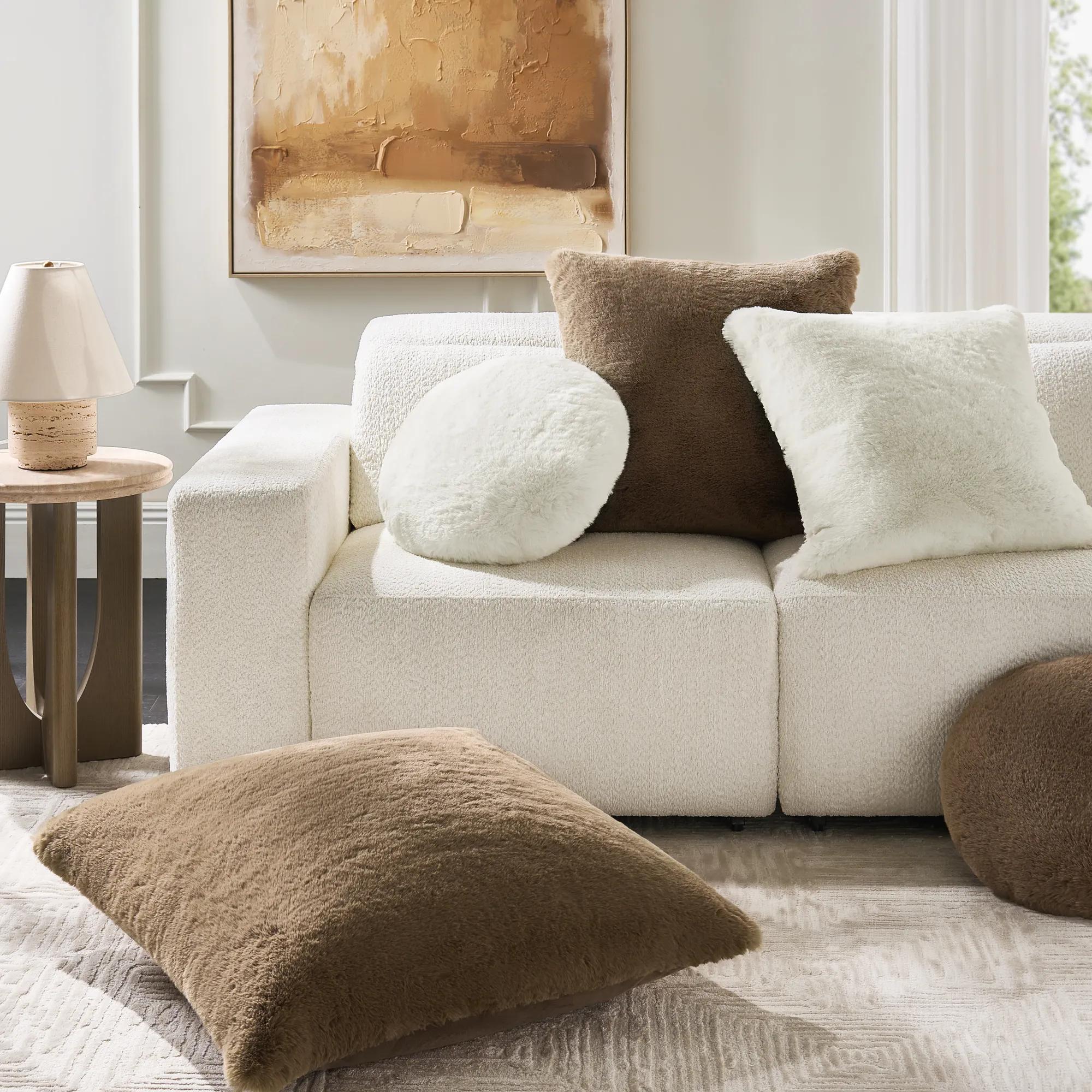 Shay Faux Fur Floor Pillow 30" - Rich Mocha