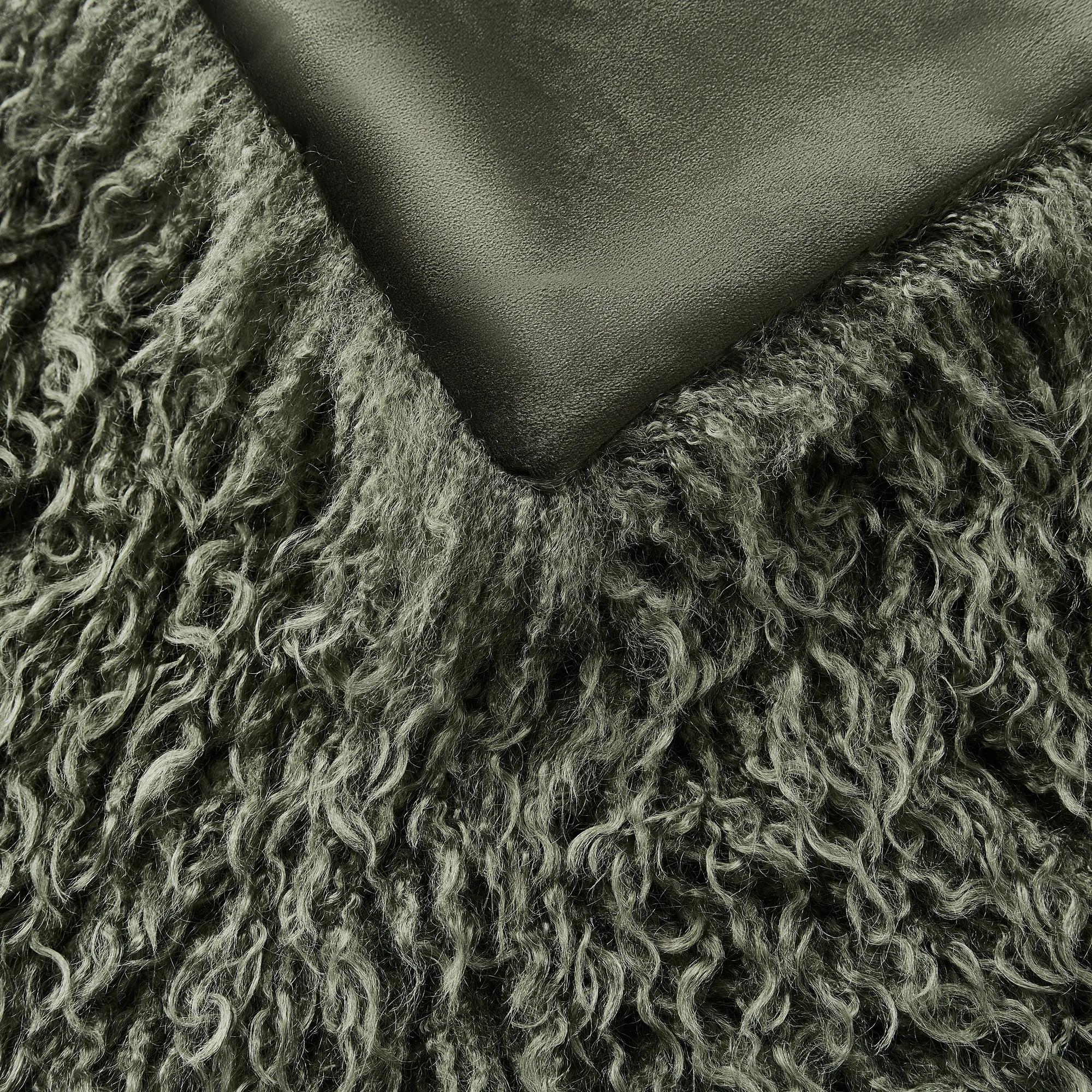 Micah Faux Mongolian Throw 50" x 60" - Dark Green