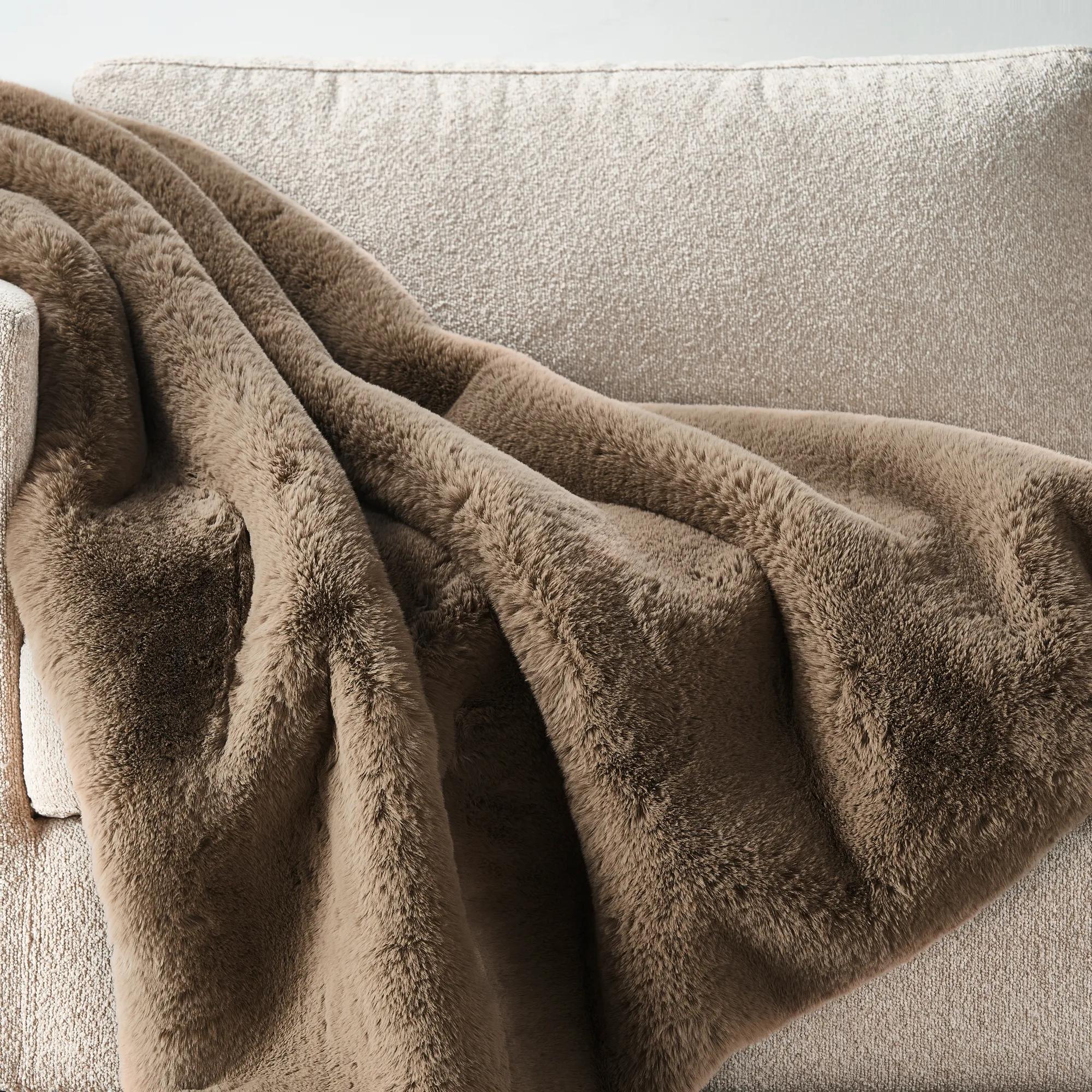 Shay Faux Fur Throw 50" X 60" - Rich Mocha