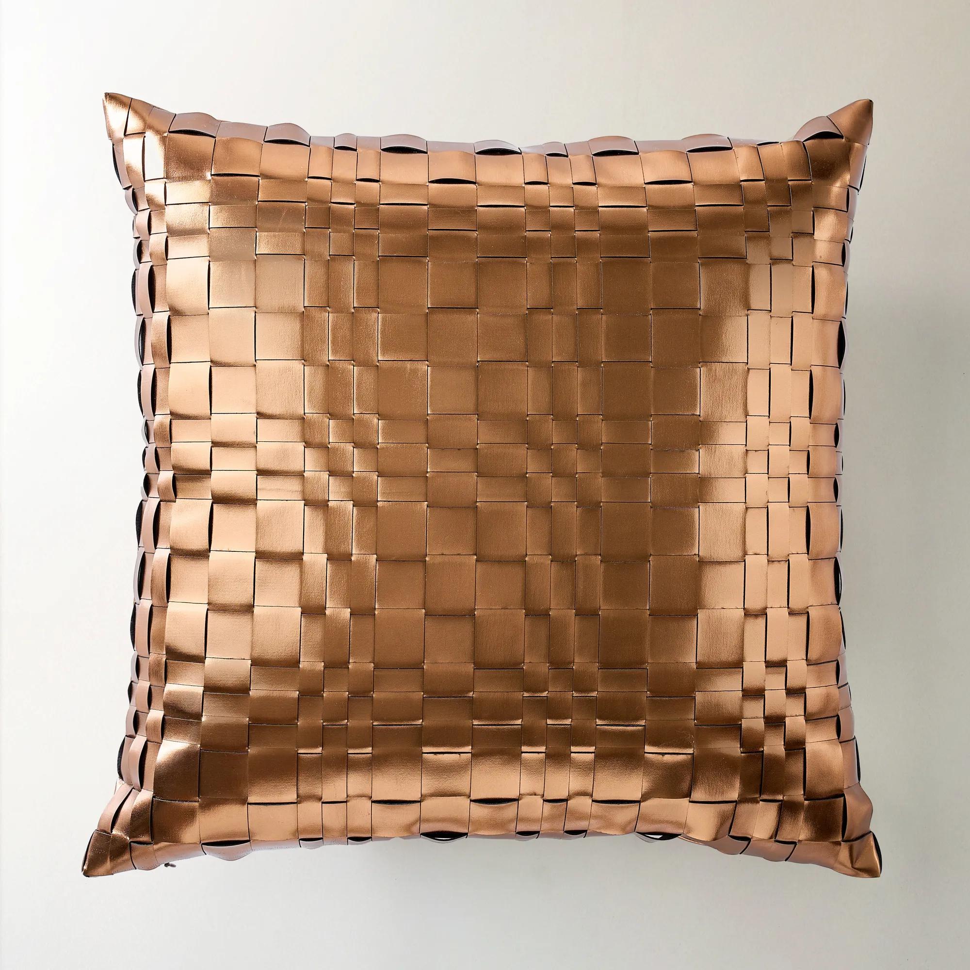 Wren Metallic Woven Pillow 20" - Bronzed Copper