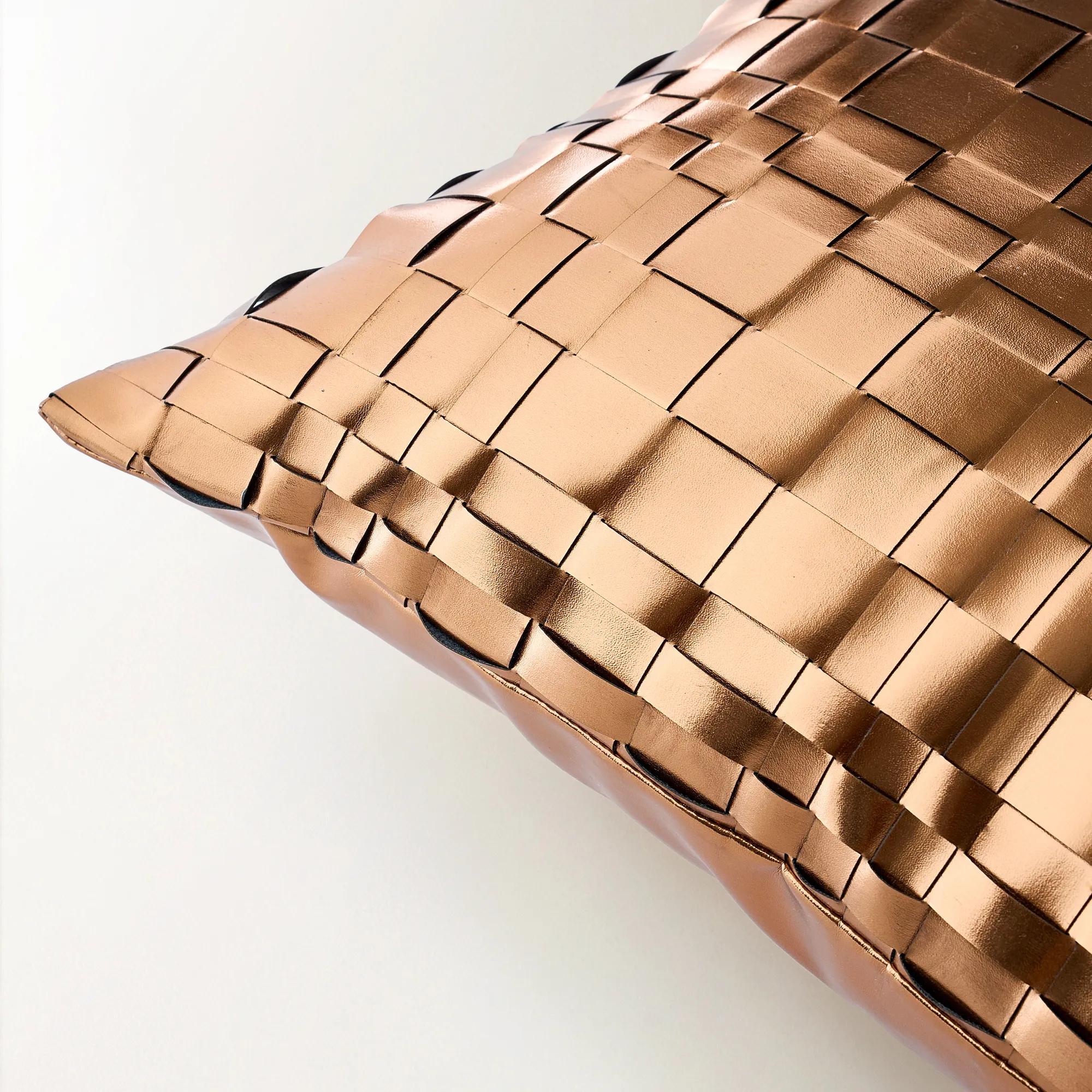 Wren Metallic Woven Pillow 20" - Bronzed Copper