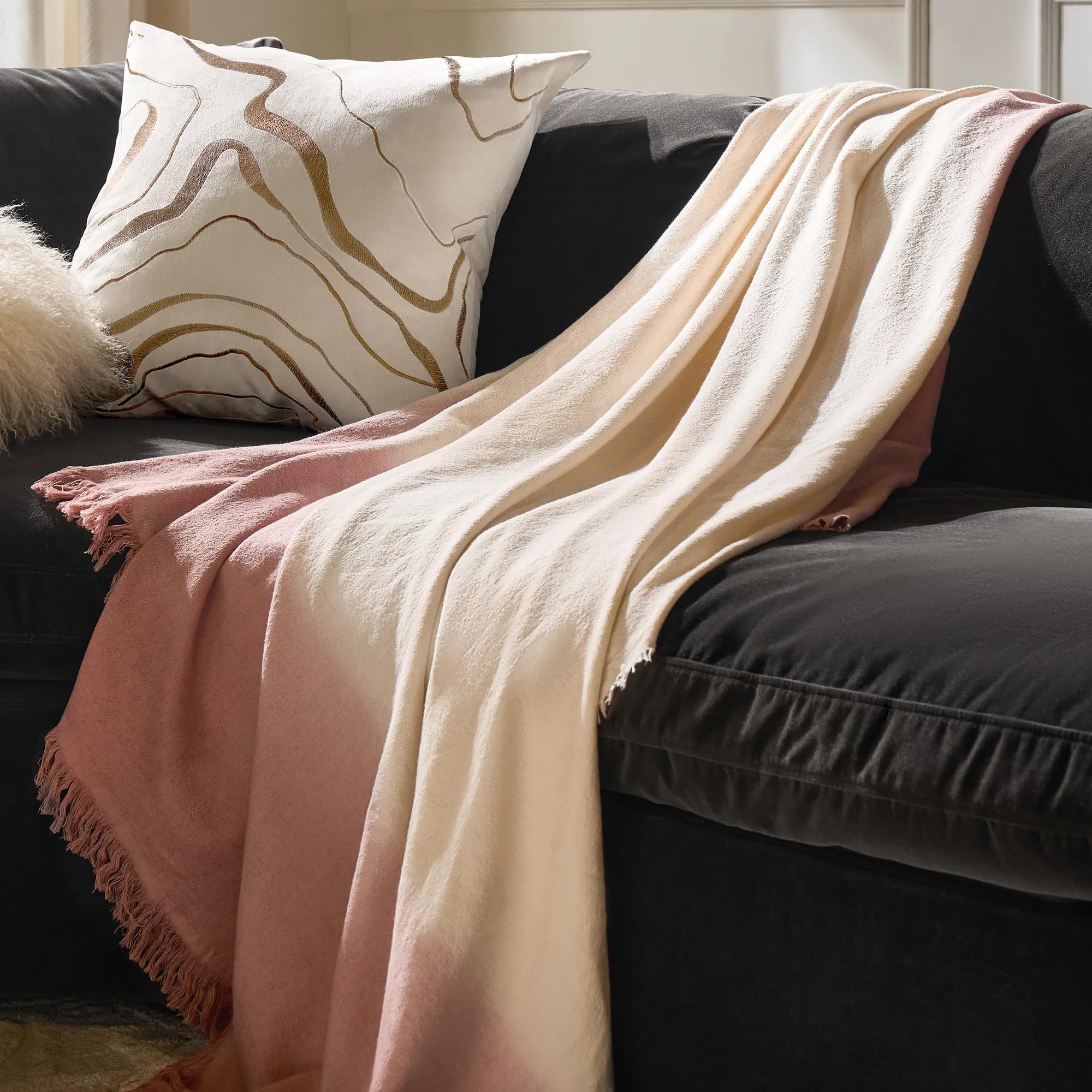 Mira Cotton Dip Dyed Throw 50" x 60" - Mocha Rose