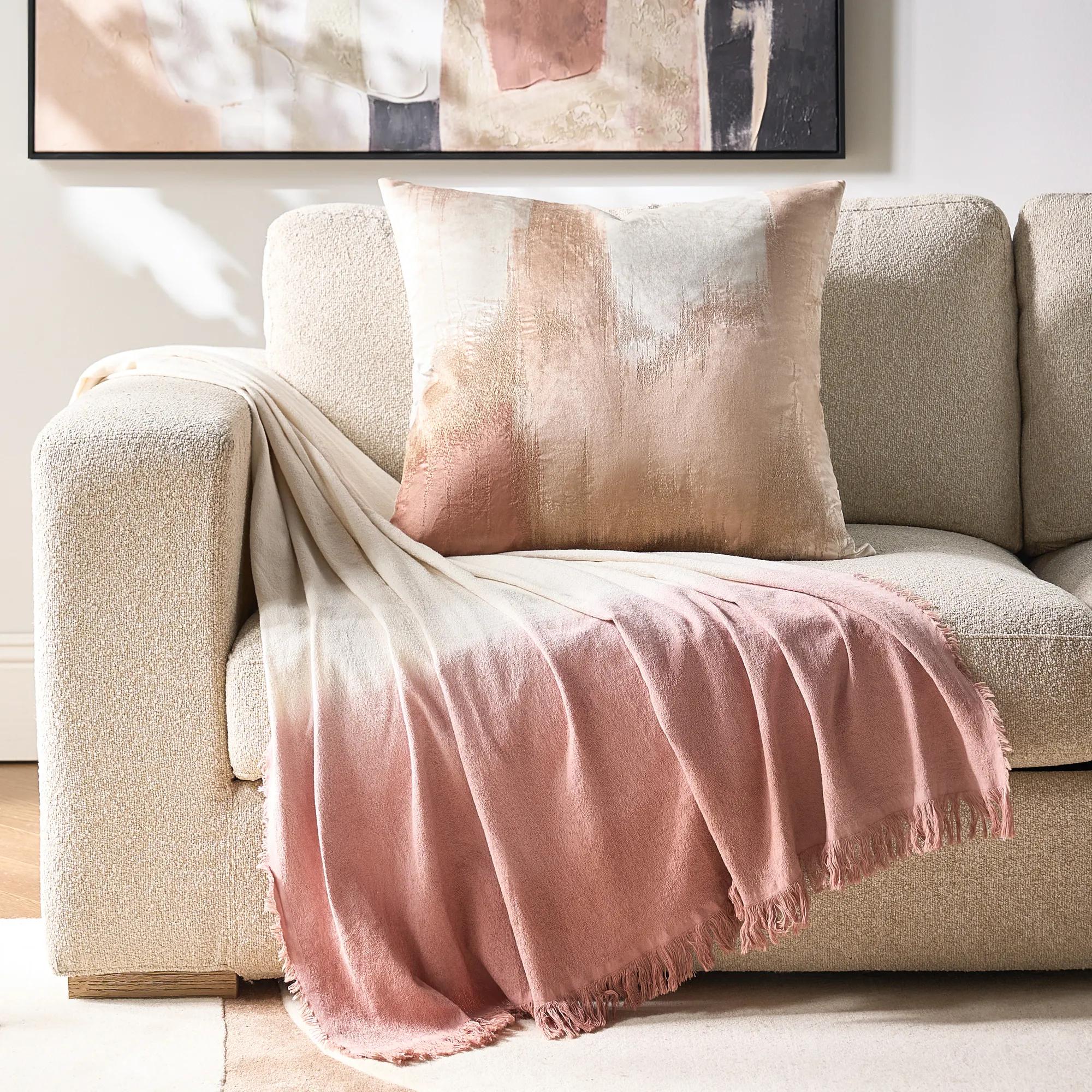 Mira Cotton Dip Dyed  50" x 60" - Mocha Rose