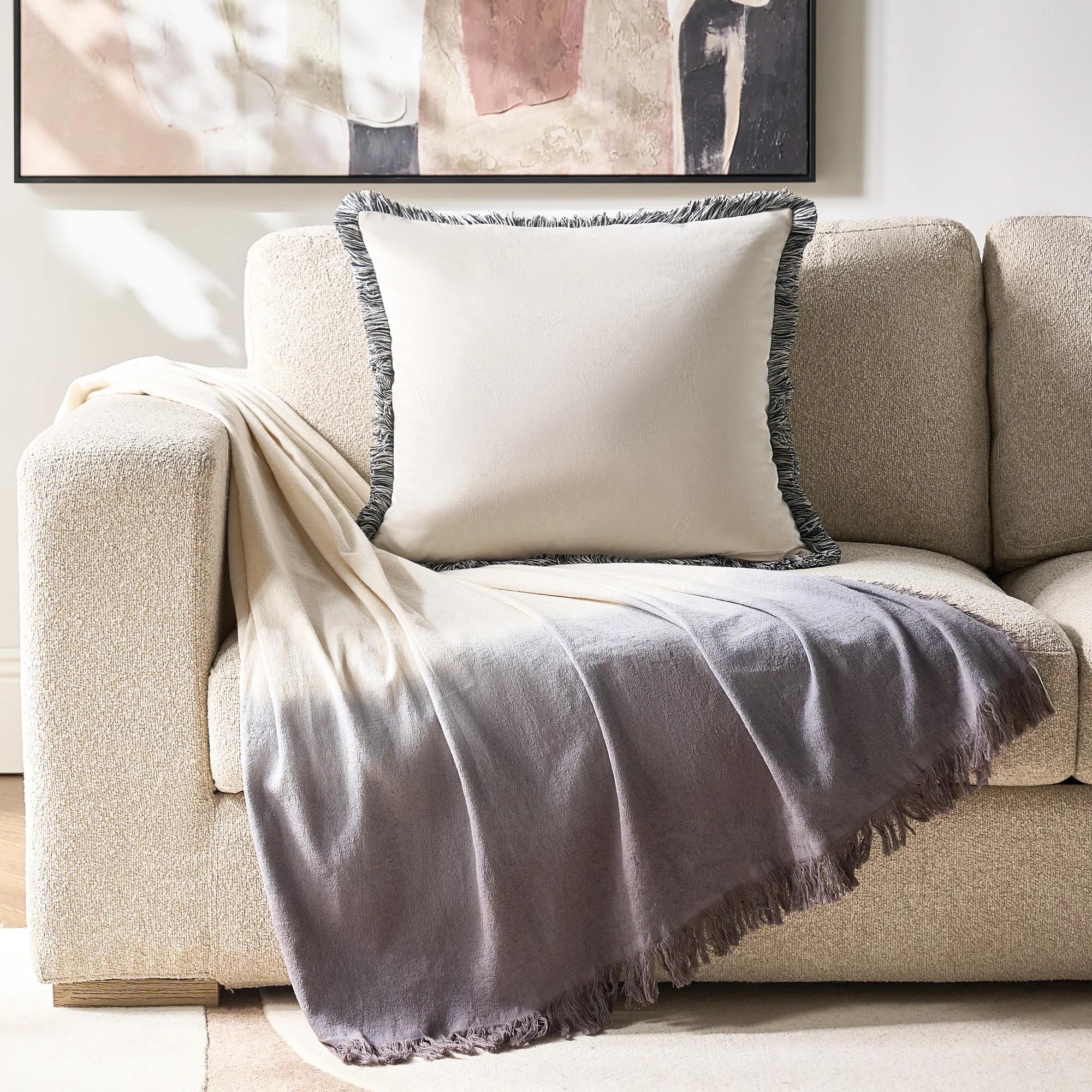 Mira Cotton Dip Dyed Throw 50" x 60" - Smoke