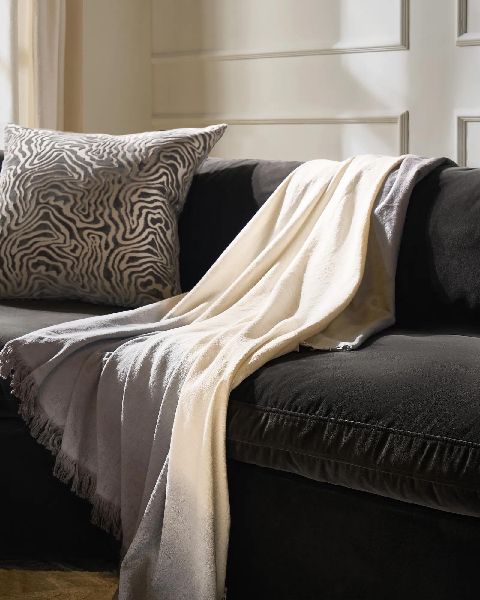 Mira Cotton Dip Dyed Throw 50" x 60" - Smoke