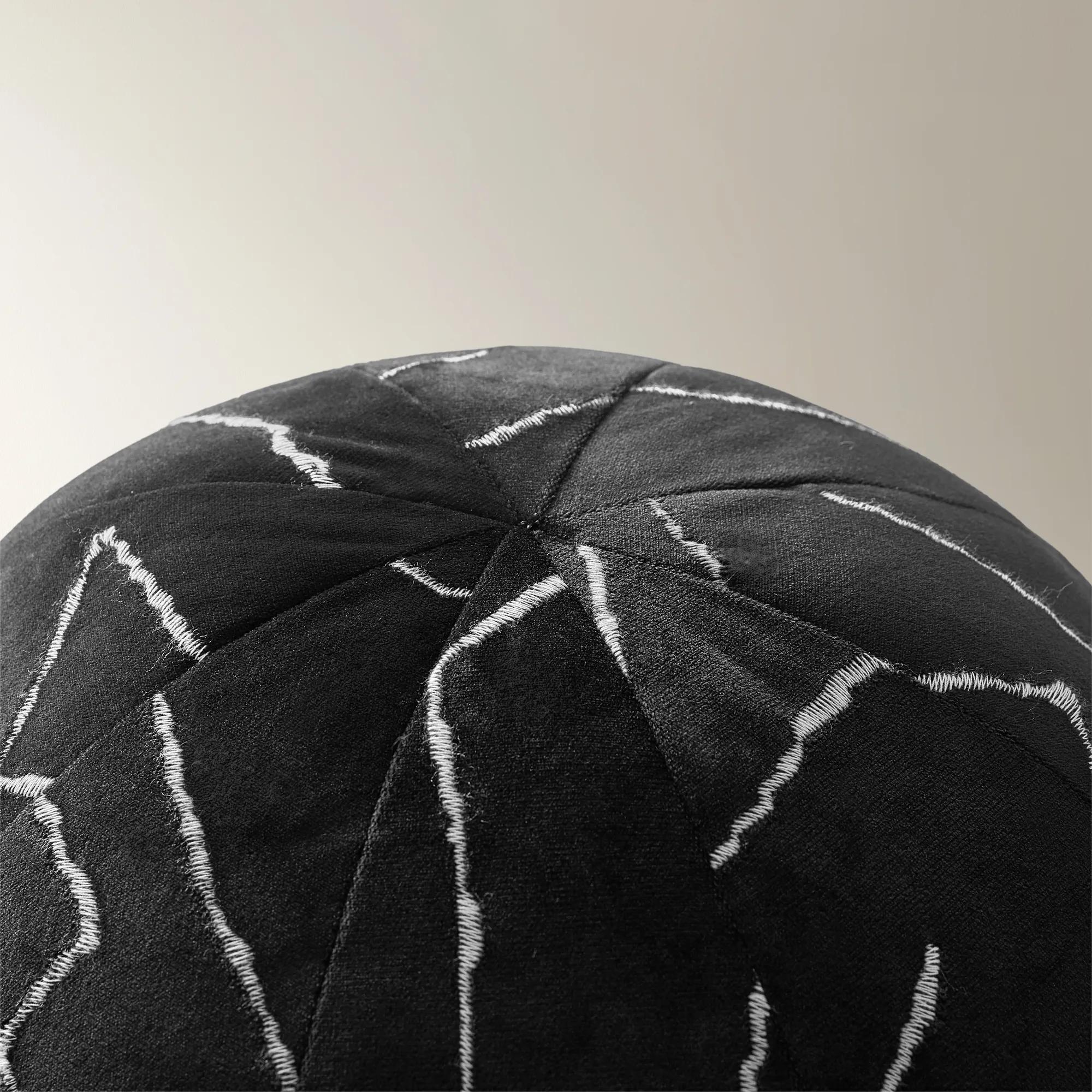 Bea Embroidered Velvet Ball Pillow 12" - Black