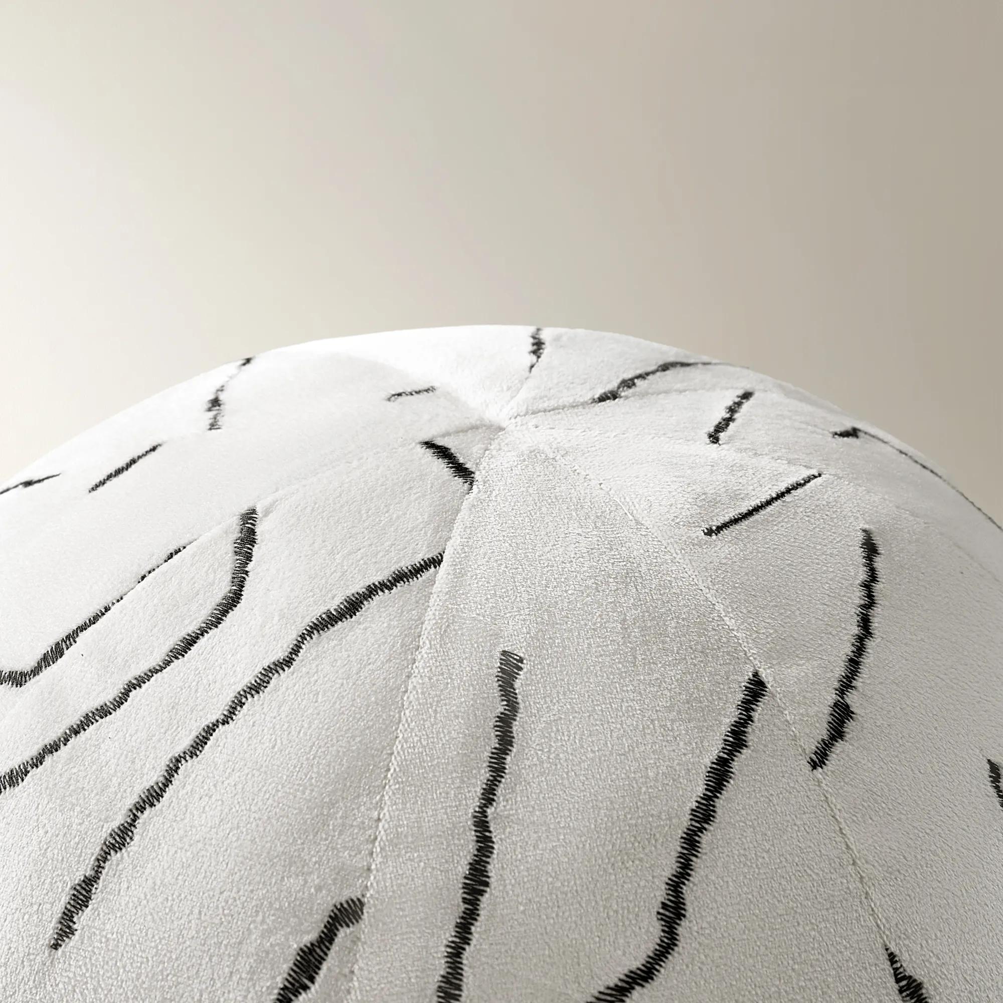 Bea Embroidered Velvet Ball Pillow 12" - White