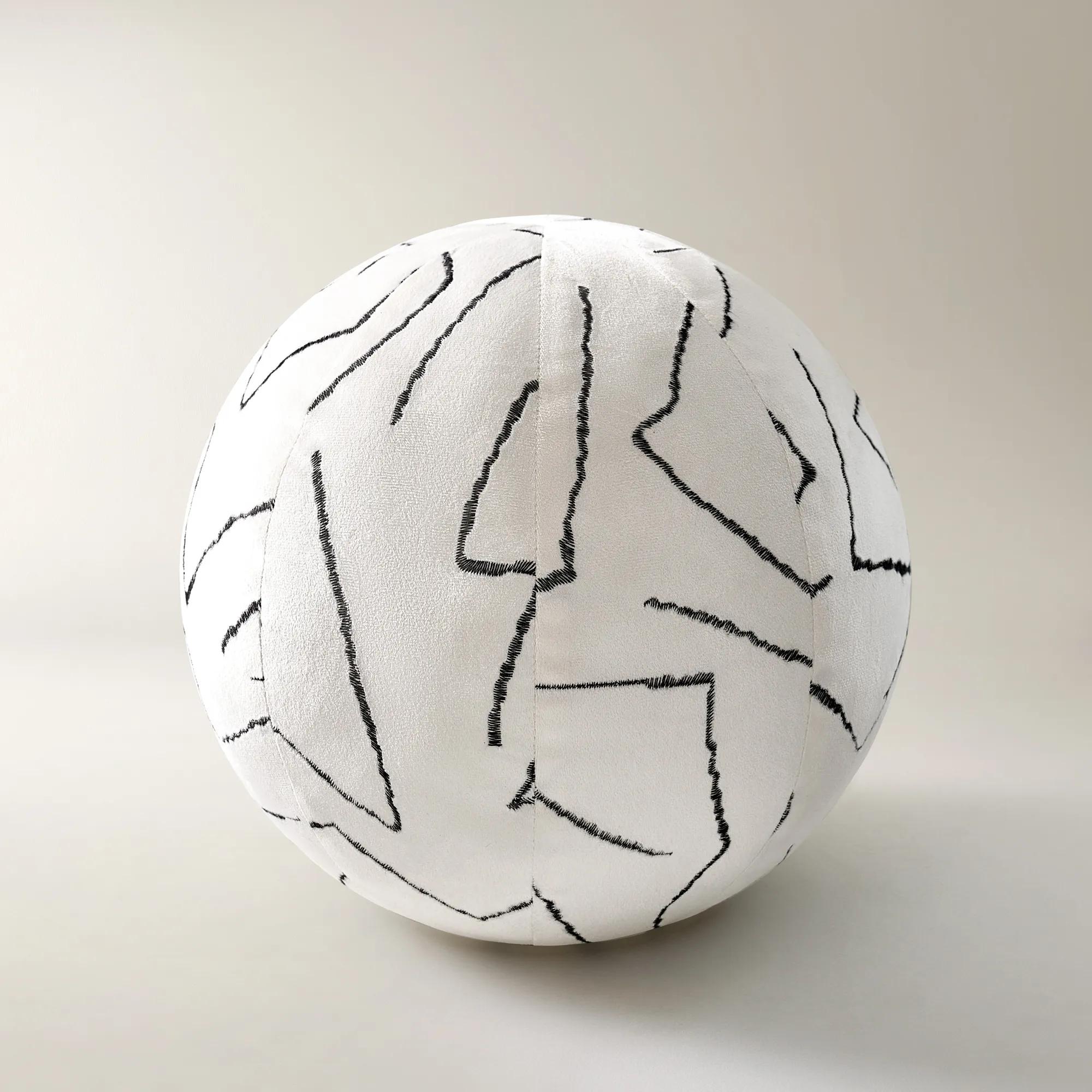 Bea Embroidered Velvet Ball Pillow 12" - White