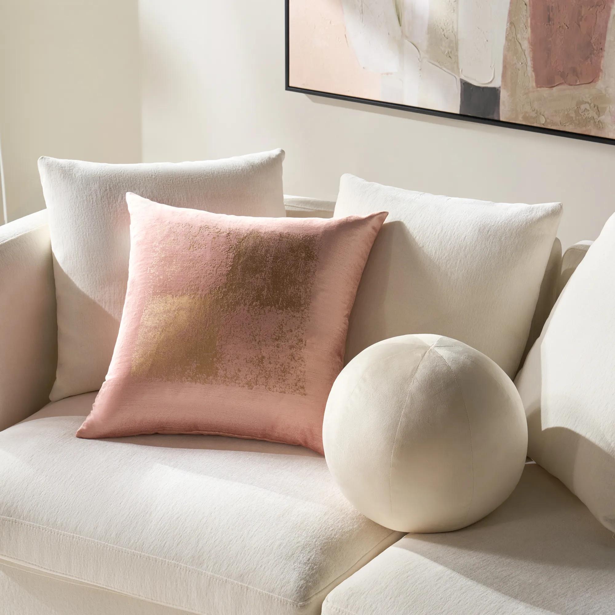 Amalia Metallic Velvet  Pillow 20" - Mocha Mousse/Gold