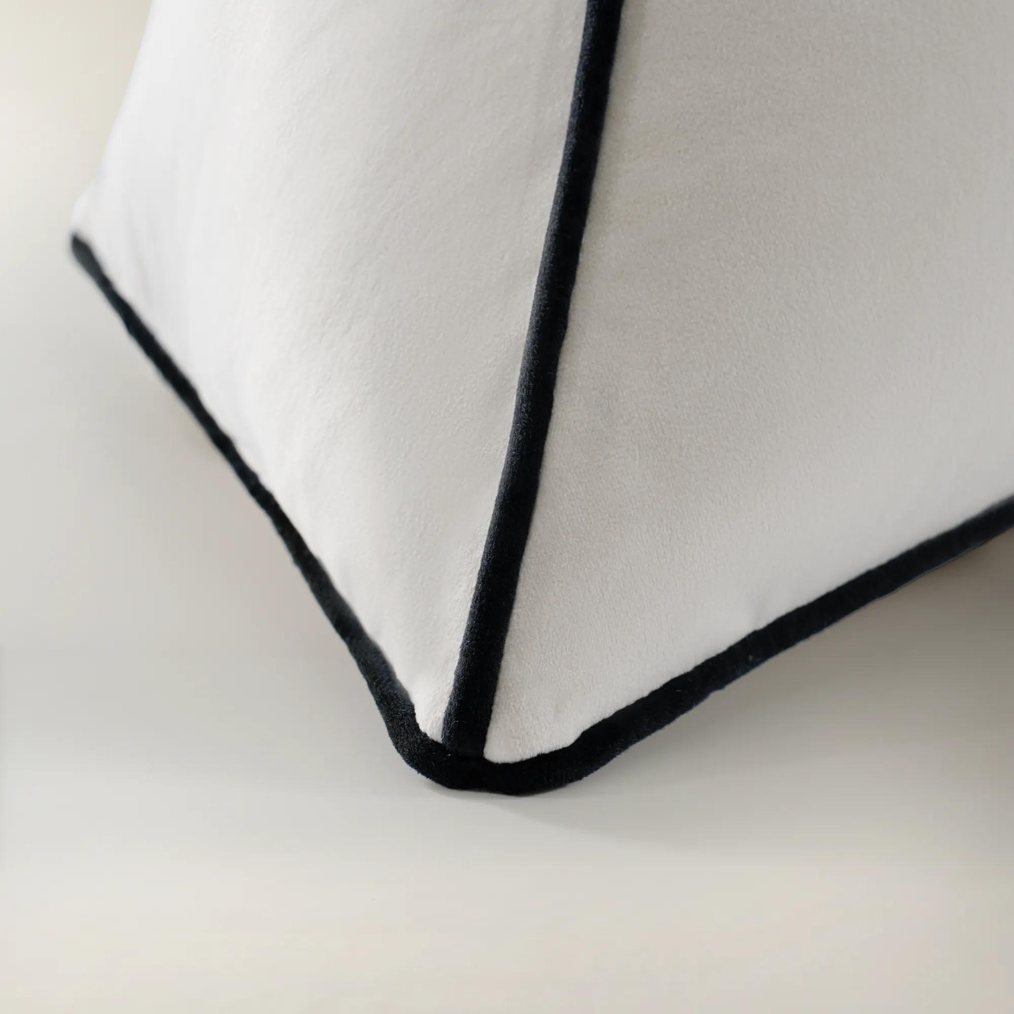 Trist Velvet Triangle Pillow 13" - Alabaster/Black