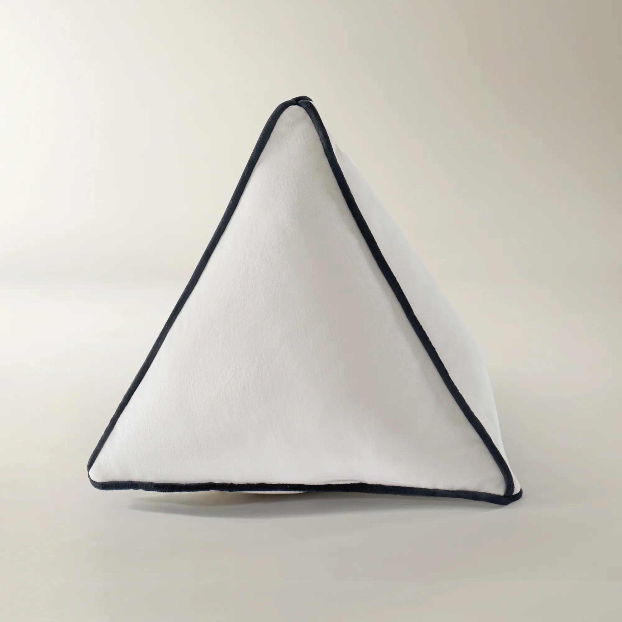 Trist Velvet Triangle Pillow 13" - Alabaster/Black