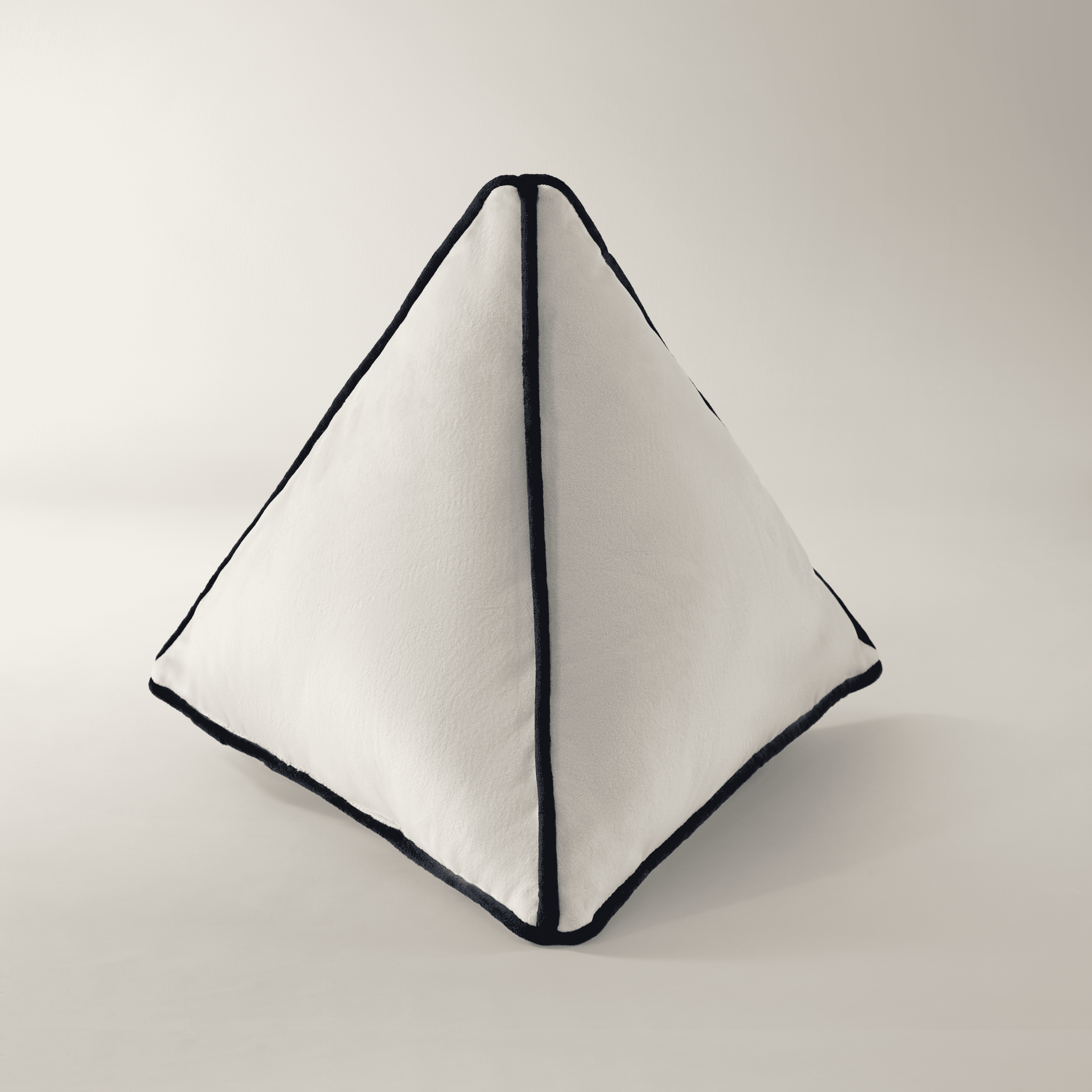 Trist Velvet Triangle Pillow 13" - Alabaster/Black
