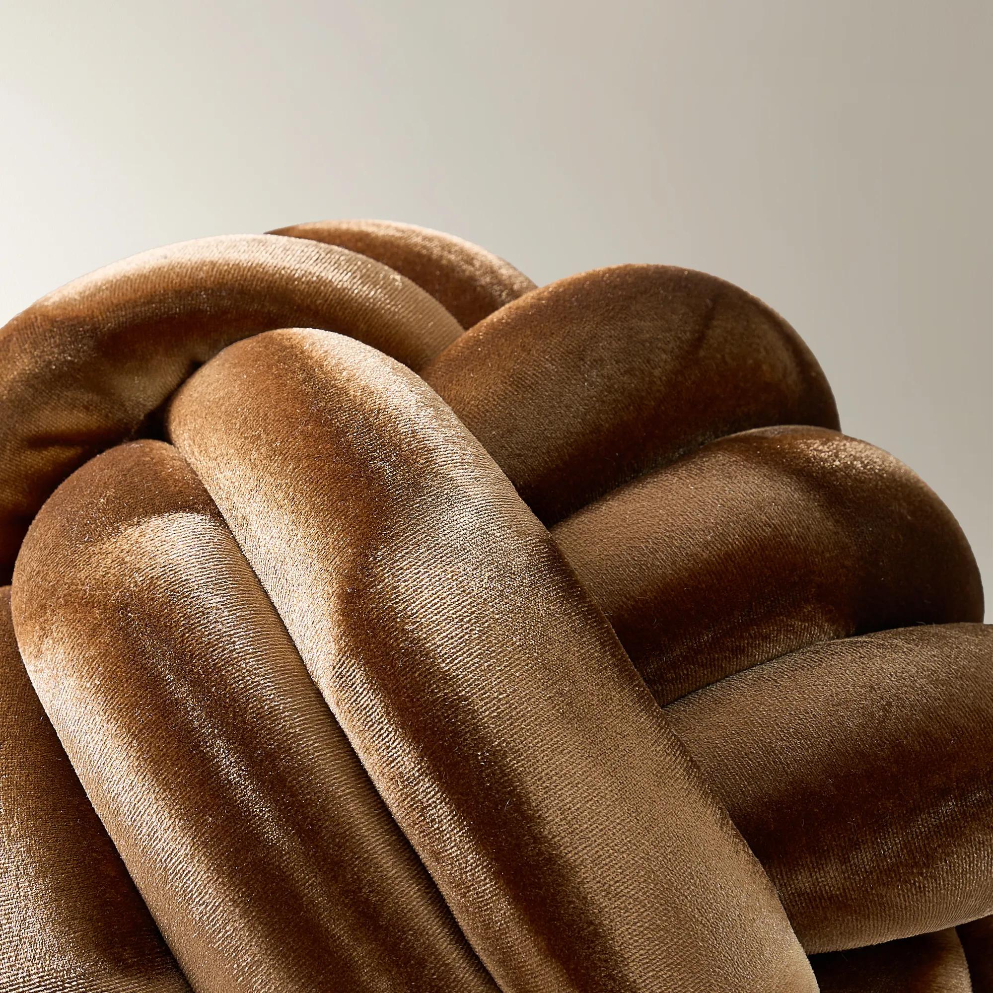 Neve Velvet Knot Pillow 11.75" - Bronze