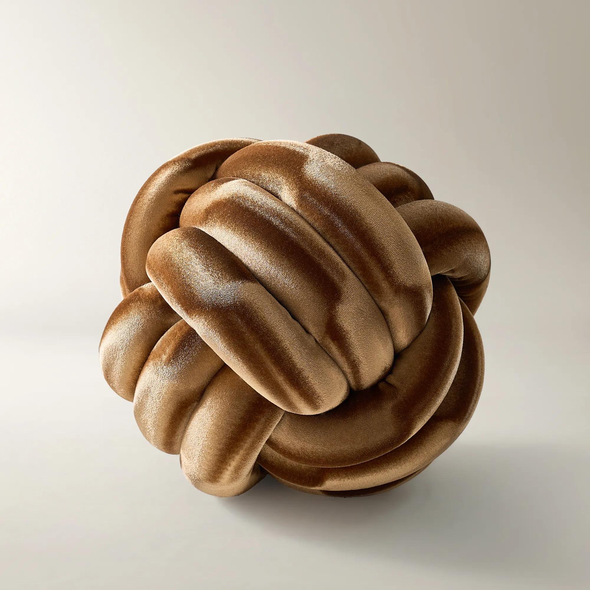 Neve Velvet Knot Pillow 11.75" - Bronze