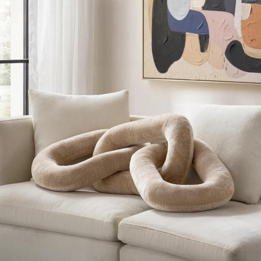 Oversized Velvet Links Pillow 46" - Taupe