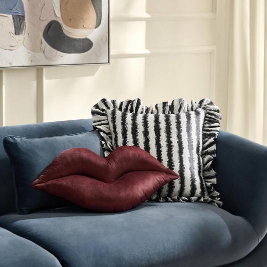 Lips Velvet Pillow 26" - Fig