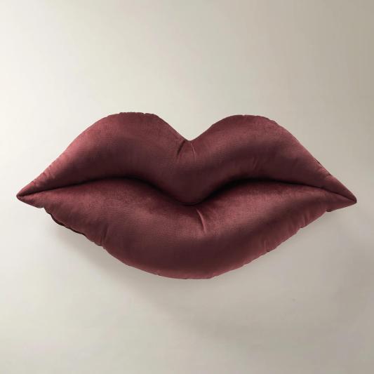 Lips Velvet Pillow 26" - Fig