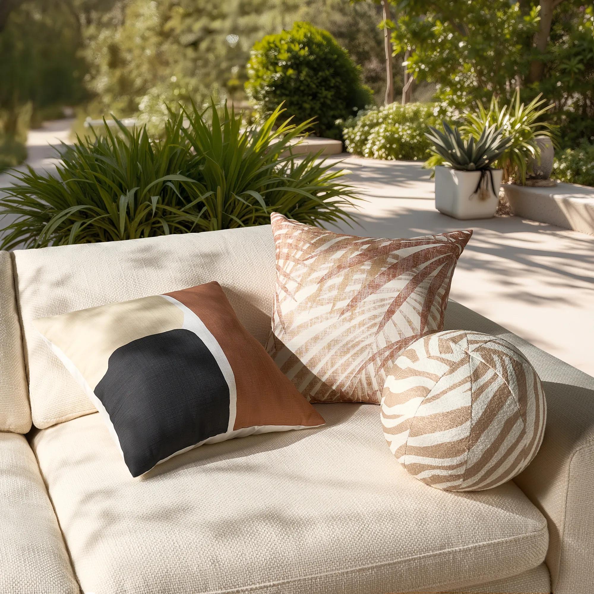 Palms Outdoor Pillow 20" - Mocha Mousse