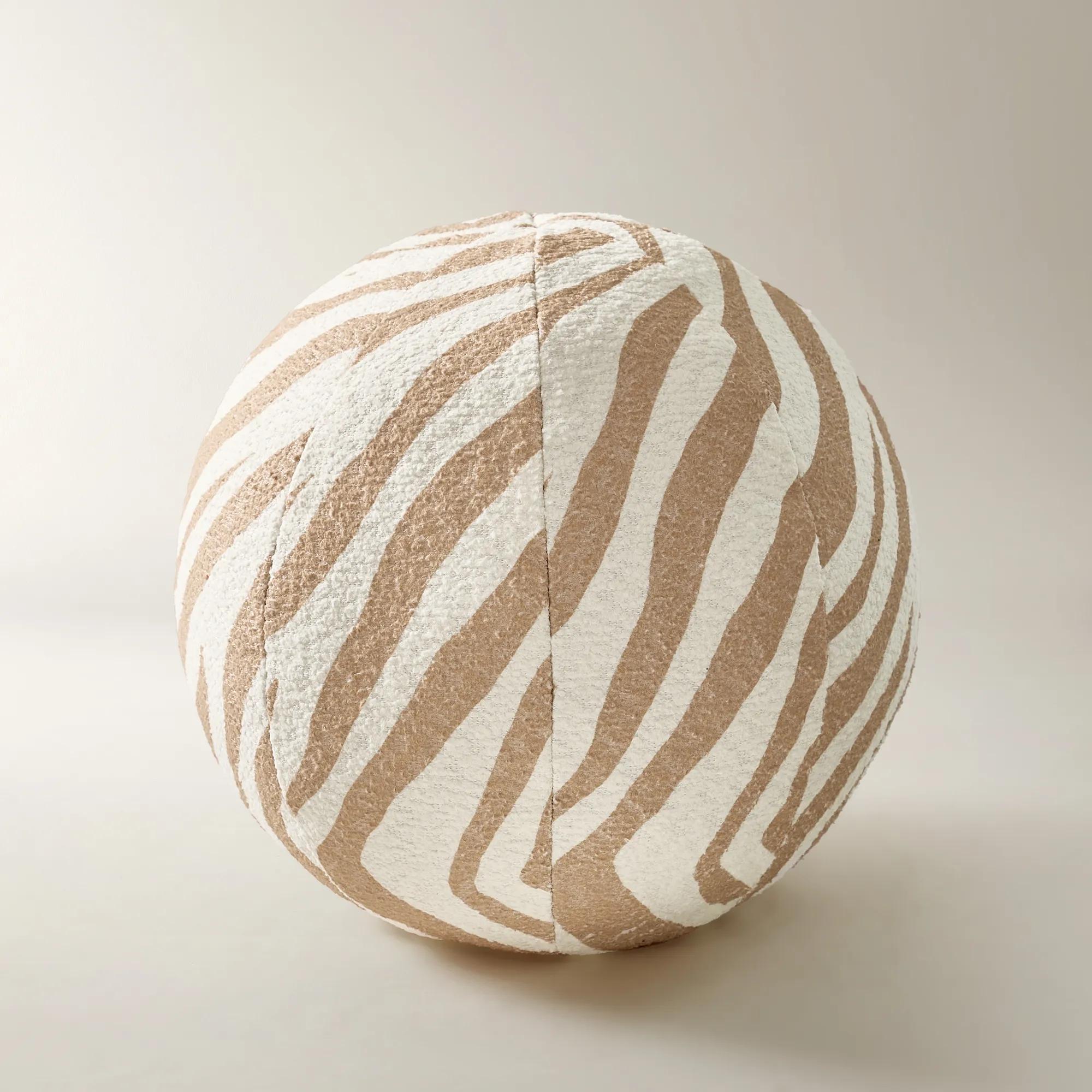 Safar Outdoor Ball Pillow 12" - Ivory / Tan