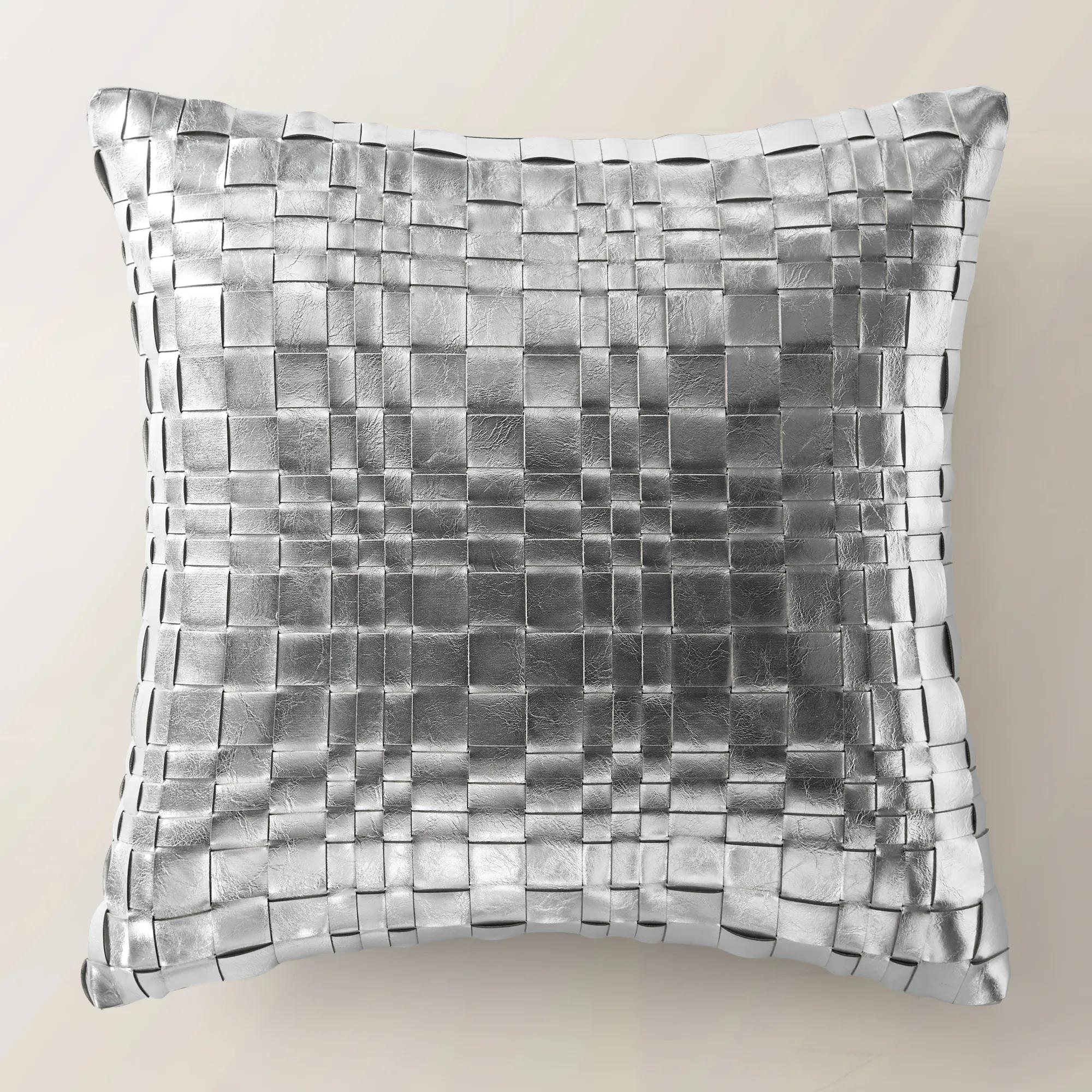Metallic Woven Pillow 20" - Silver