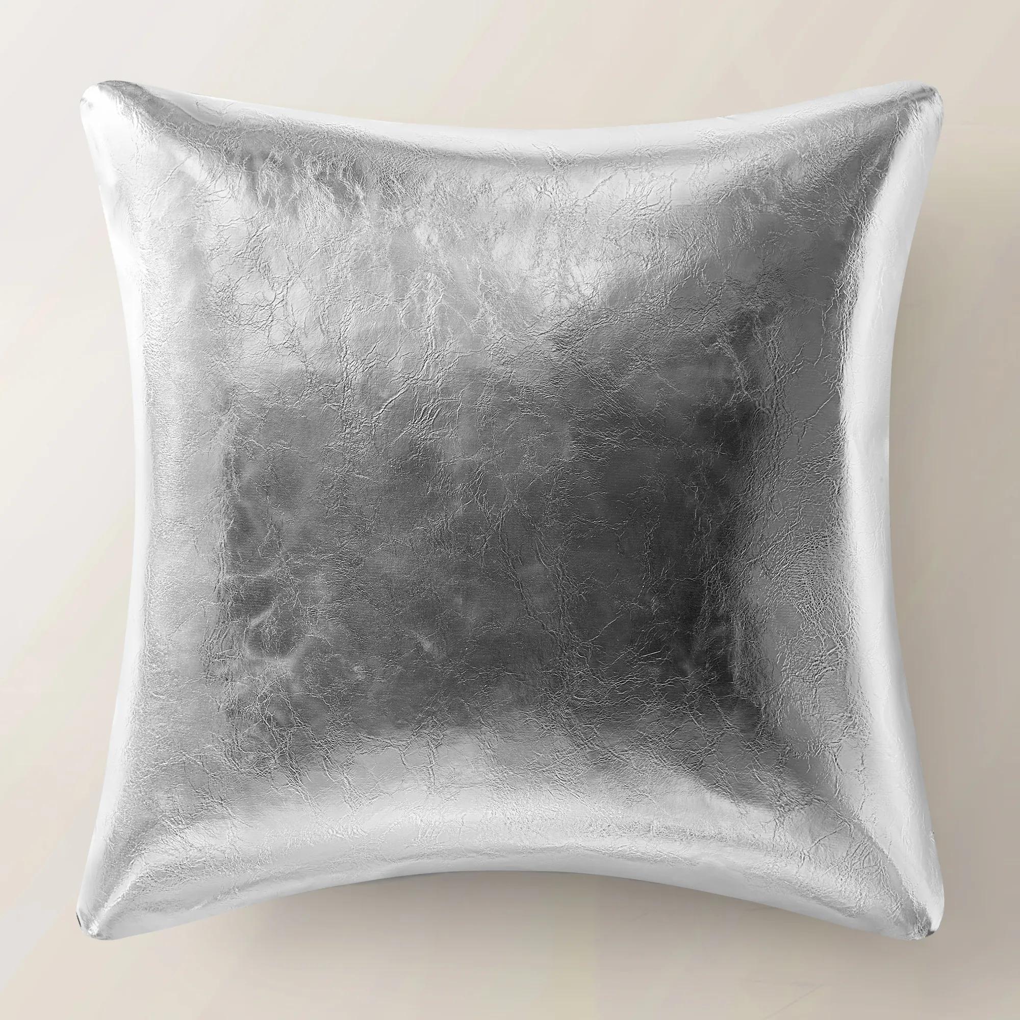 Metallic Woven Pillow 20" - Silver